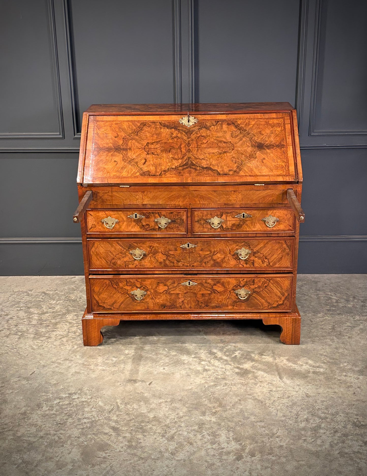 Queen Anne Figured Walnut Bureau