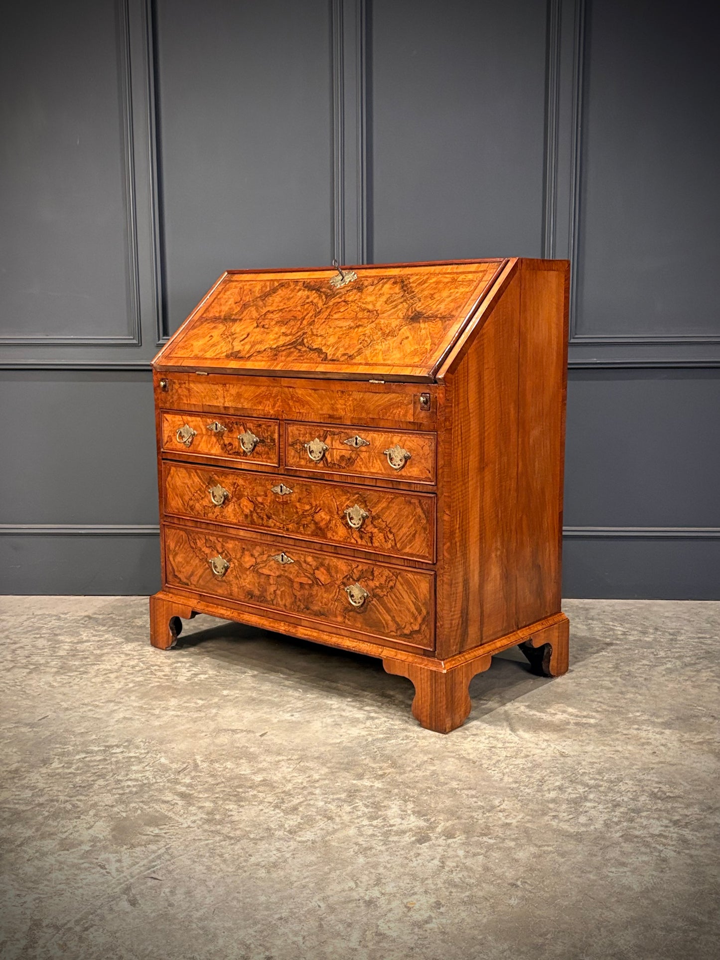 Queen Anne Figured Walnut Bureau