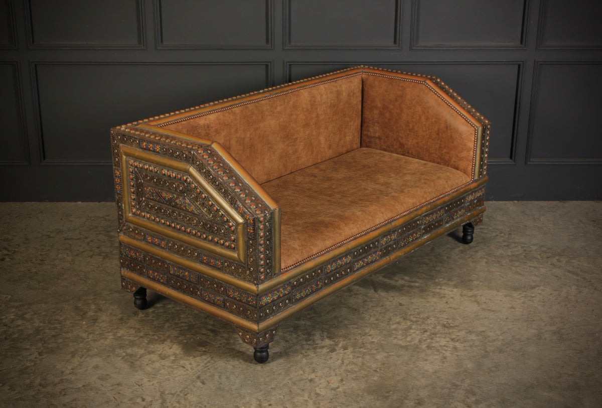 Moroccan Embossed Metal & Leather Sofa