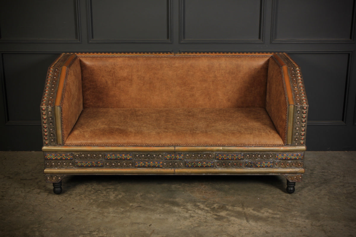 Moroccan Embossed Metal & Leather Sofa