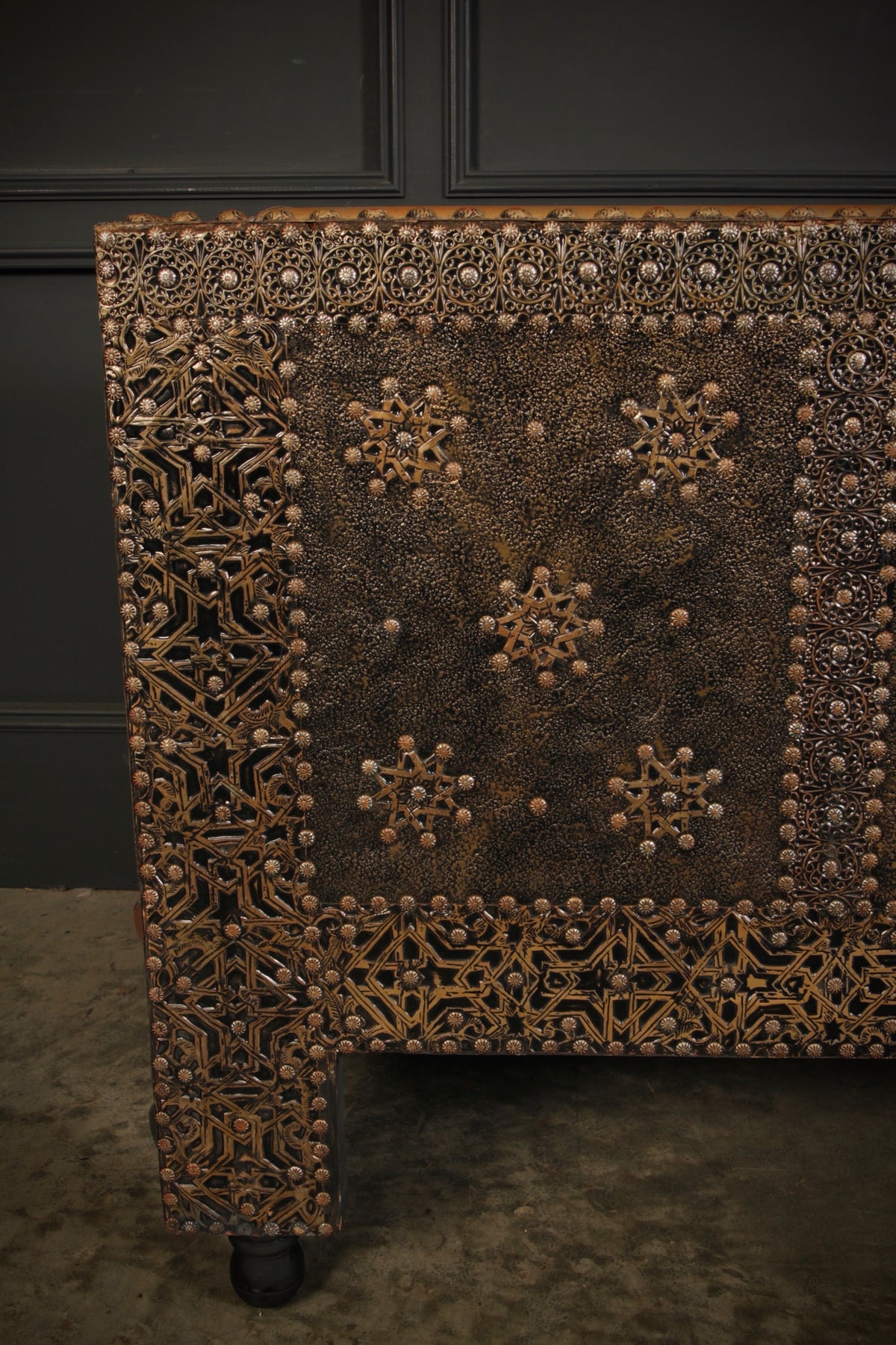 Moroccan Embossed Metal & Leather Sofa