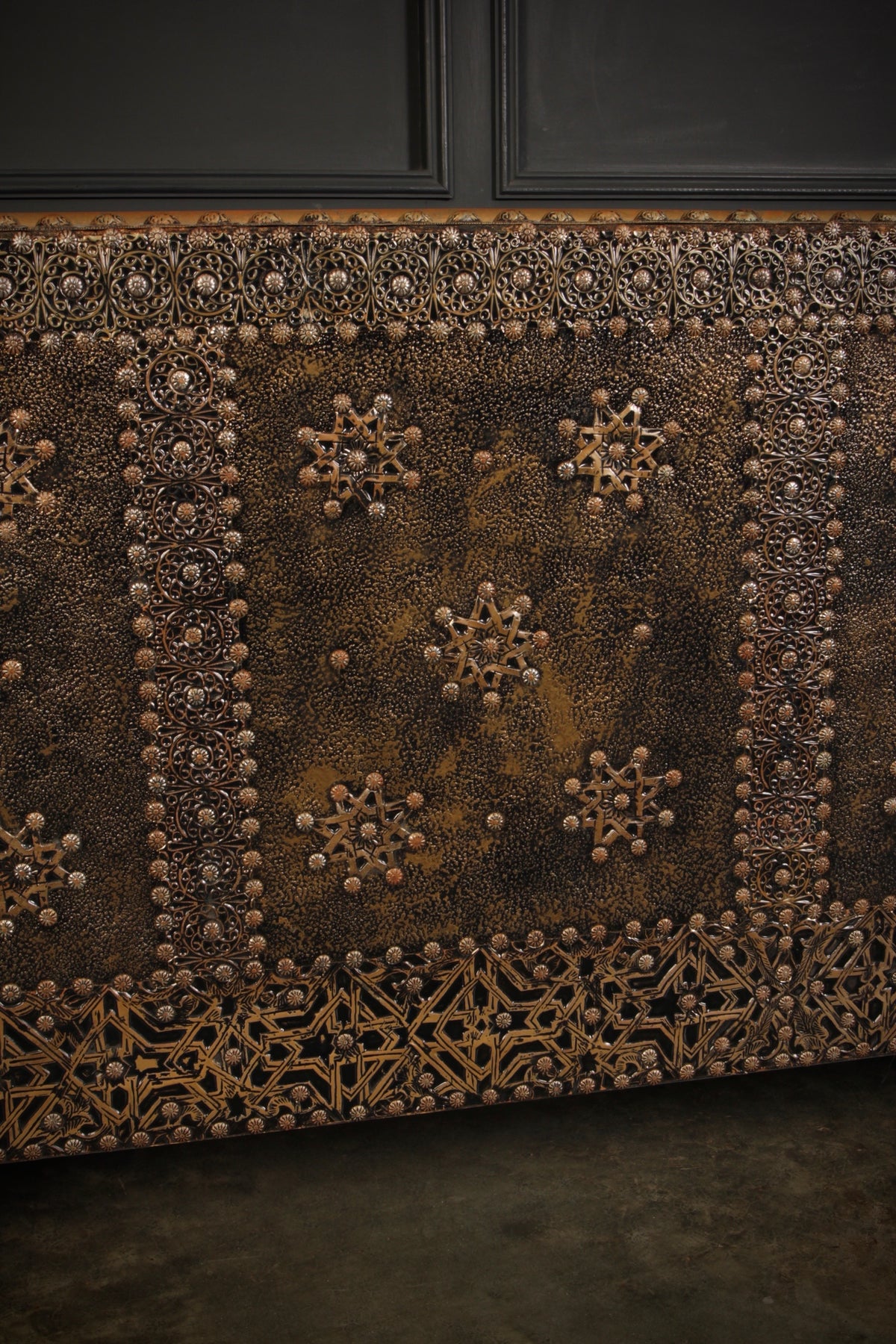 Moroccan Embossed Metal & Leather Sofa