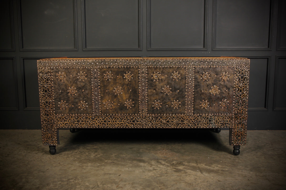 Moroccan Embossed Metal & Leather Sofa
