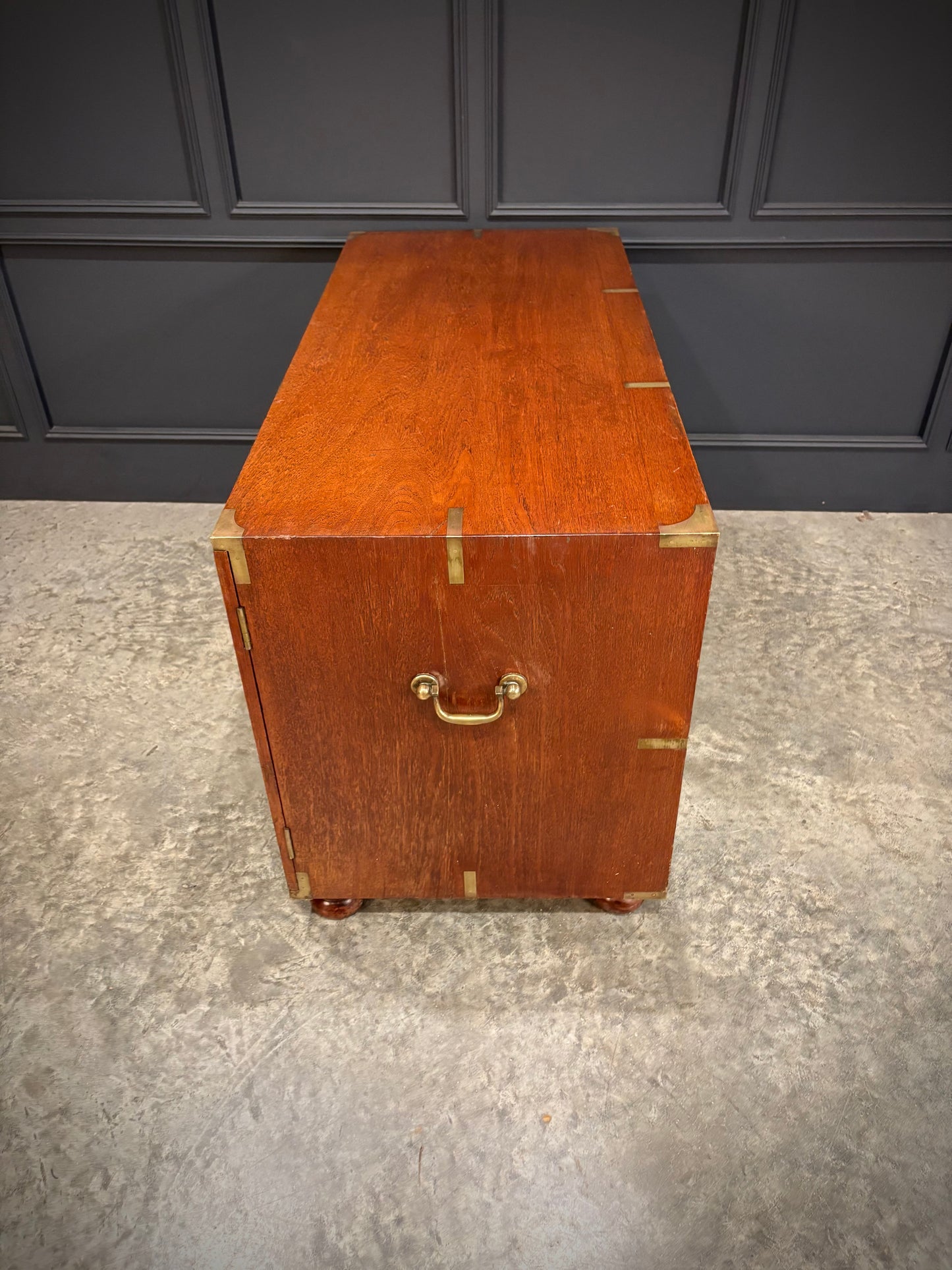 Rare Victorian Teak Campaign Side Cabinet