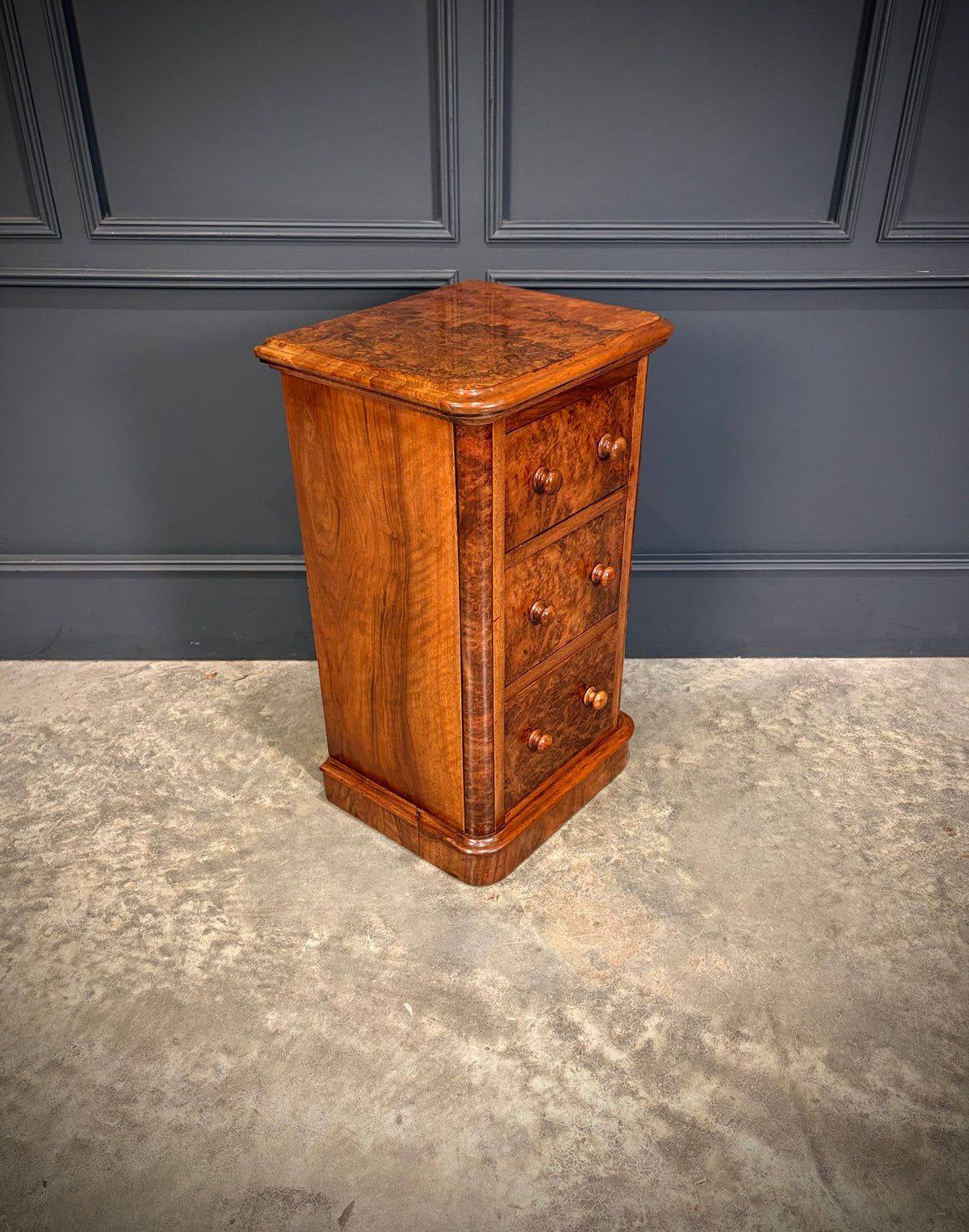 Pair of Victorian Burr Walnut Bedside Chests