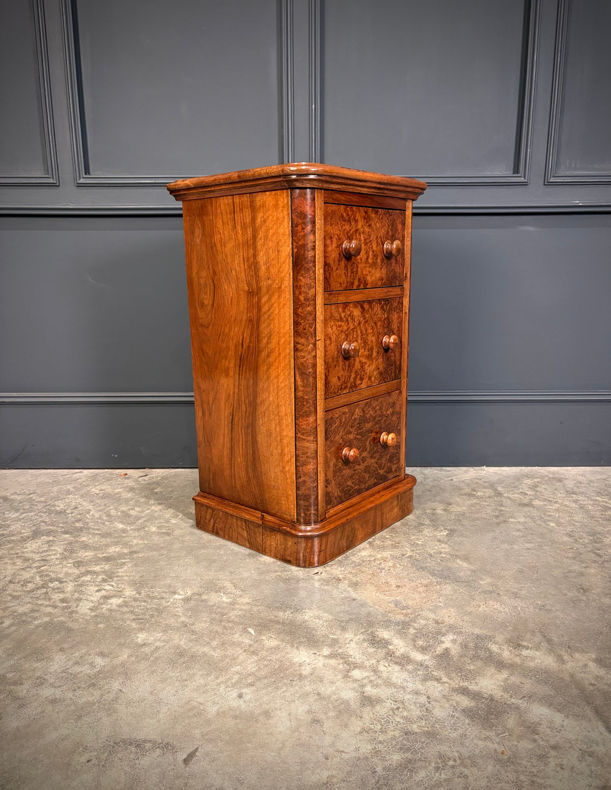 Pair of Victorian Burr Walnut Bedside Chests
