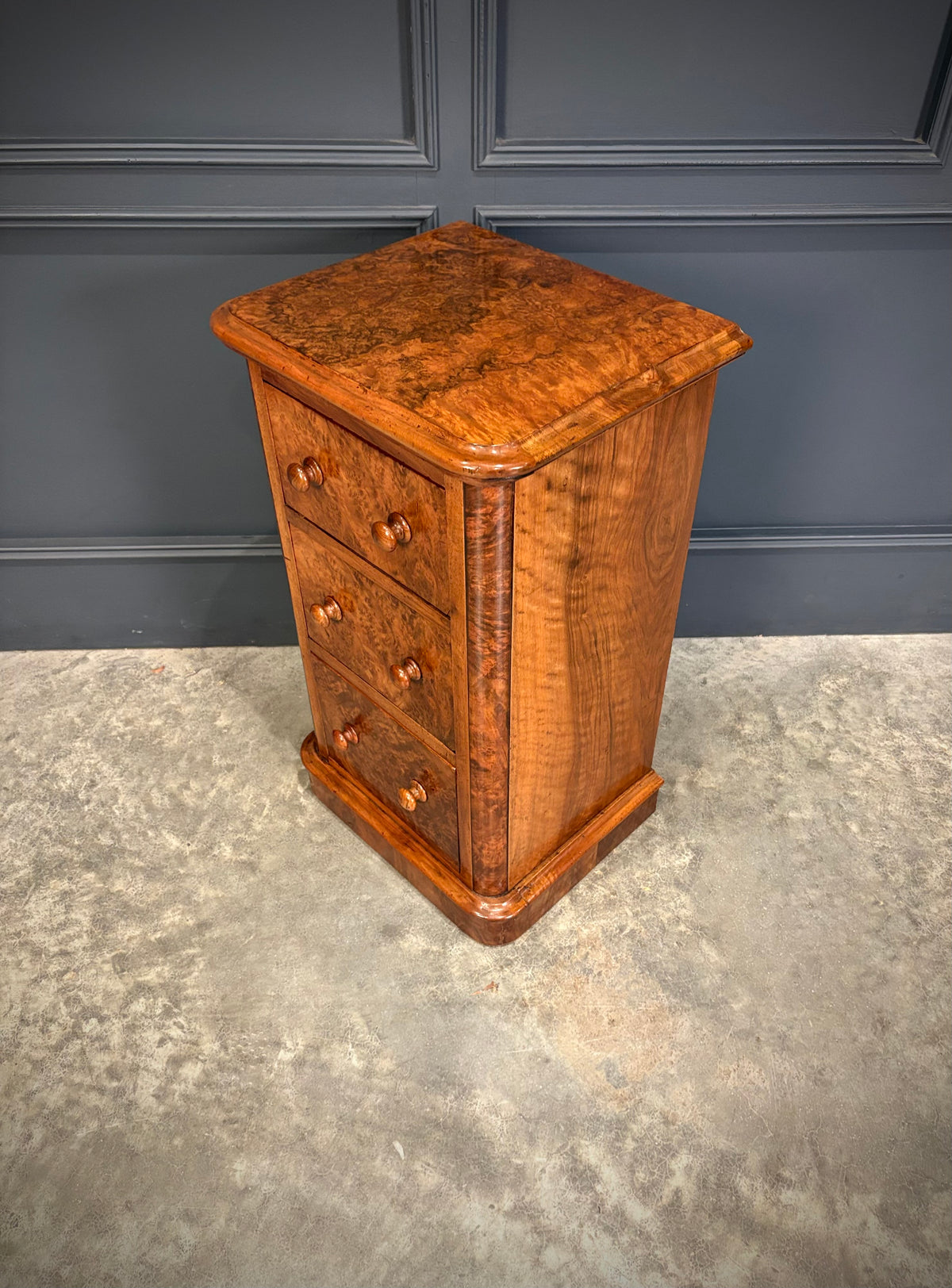 Pair of Victorian Burr Walnut Bedside Chests