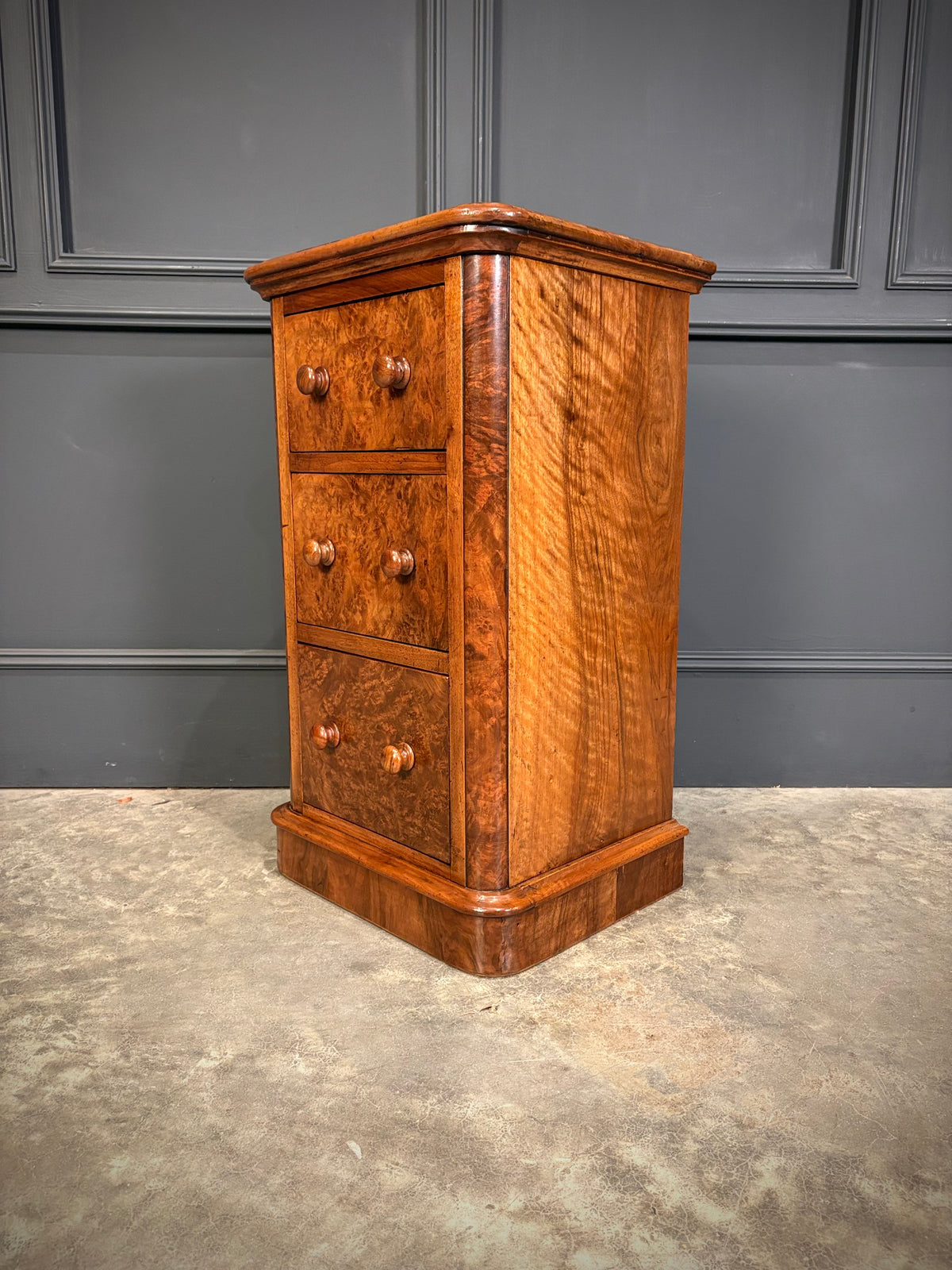 Pair of Victorian Burr Walnut Bedside Chests