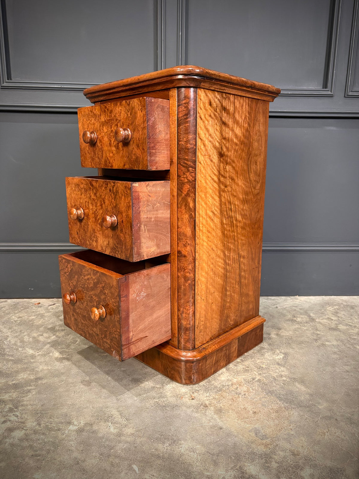 Pair of Victorian Burr Walnut Bedside Chests