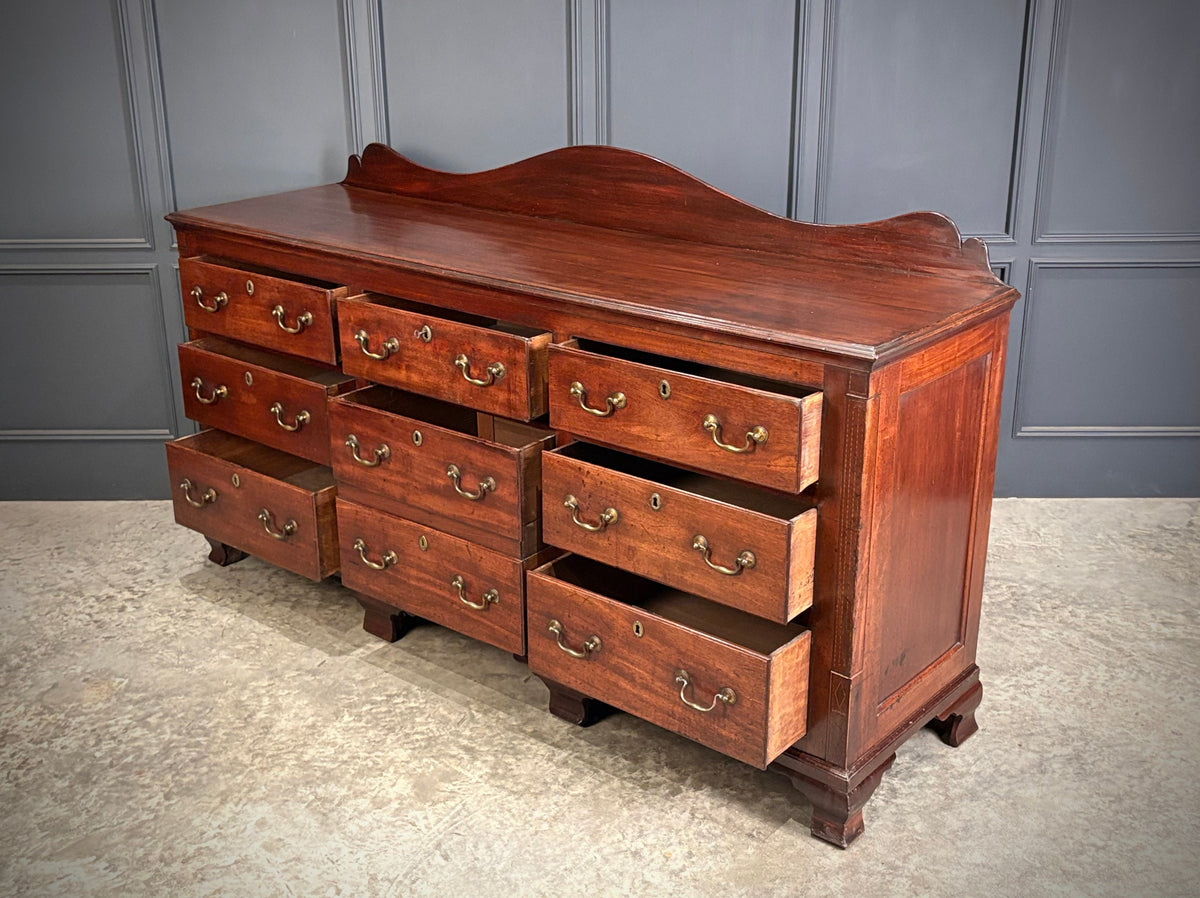 Large 18th Century Mahogany Bank of Drawers