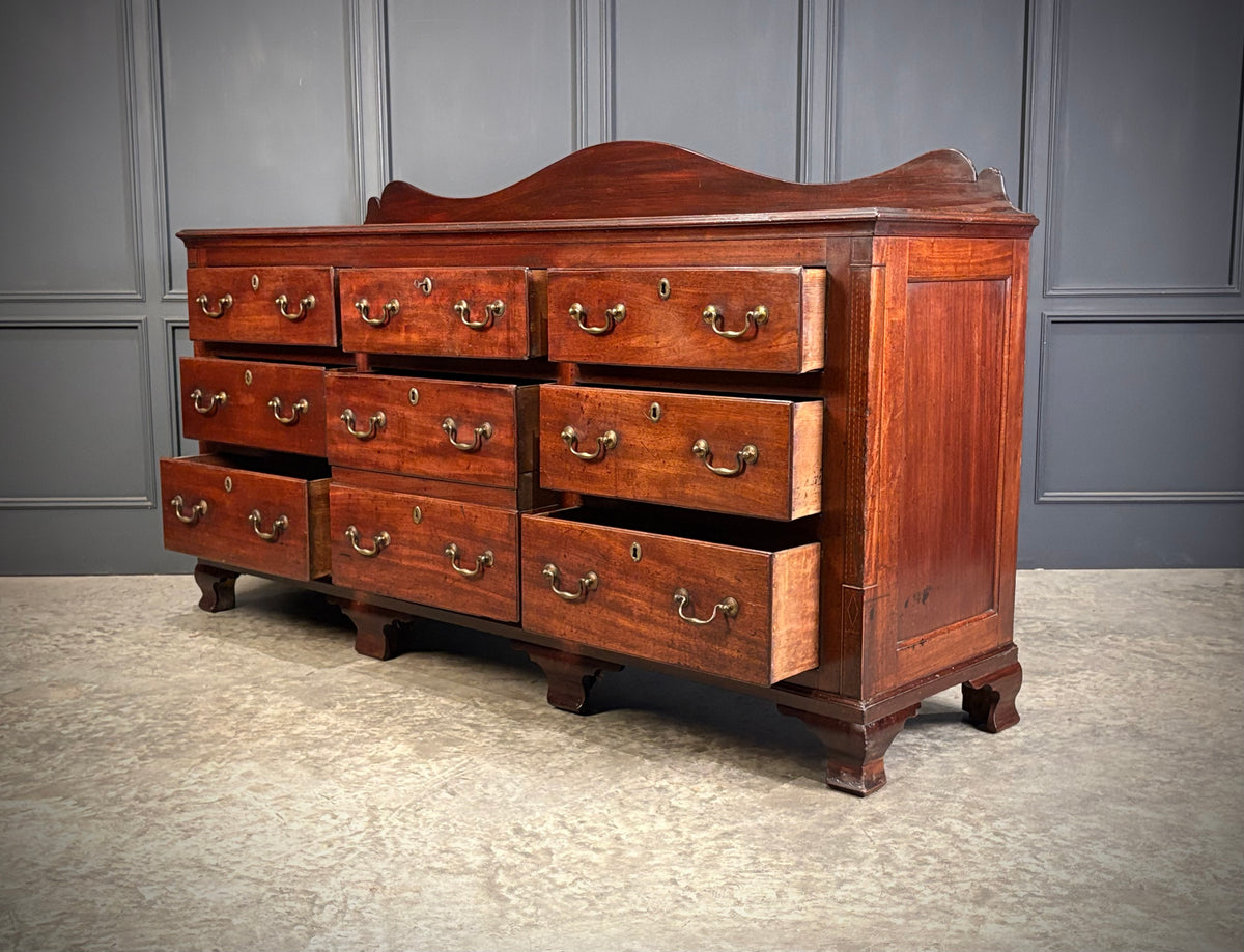 Large 18th Century Mahogany Bank of Drawers