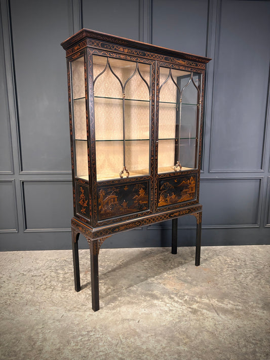 Black Chinoiserie Display Cabinet