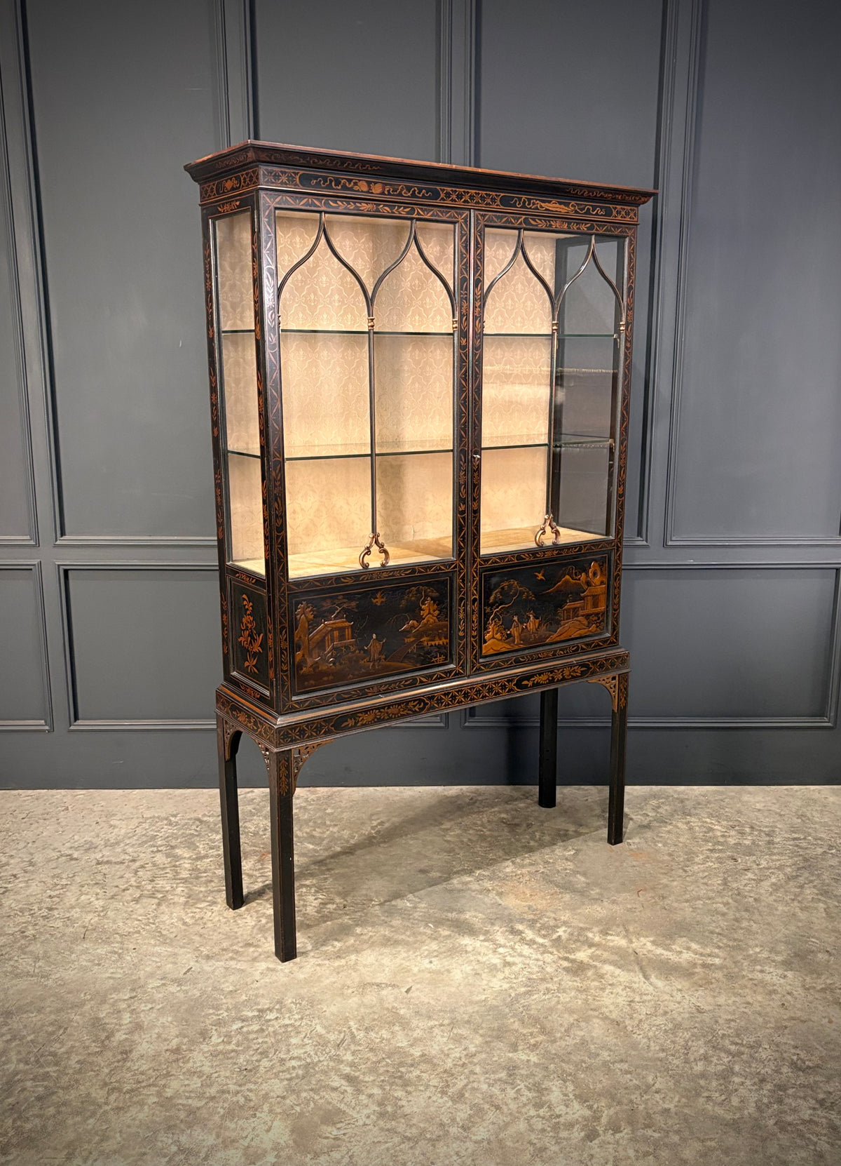 Black Chinoiserie Display Cabinet