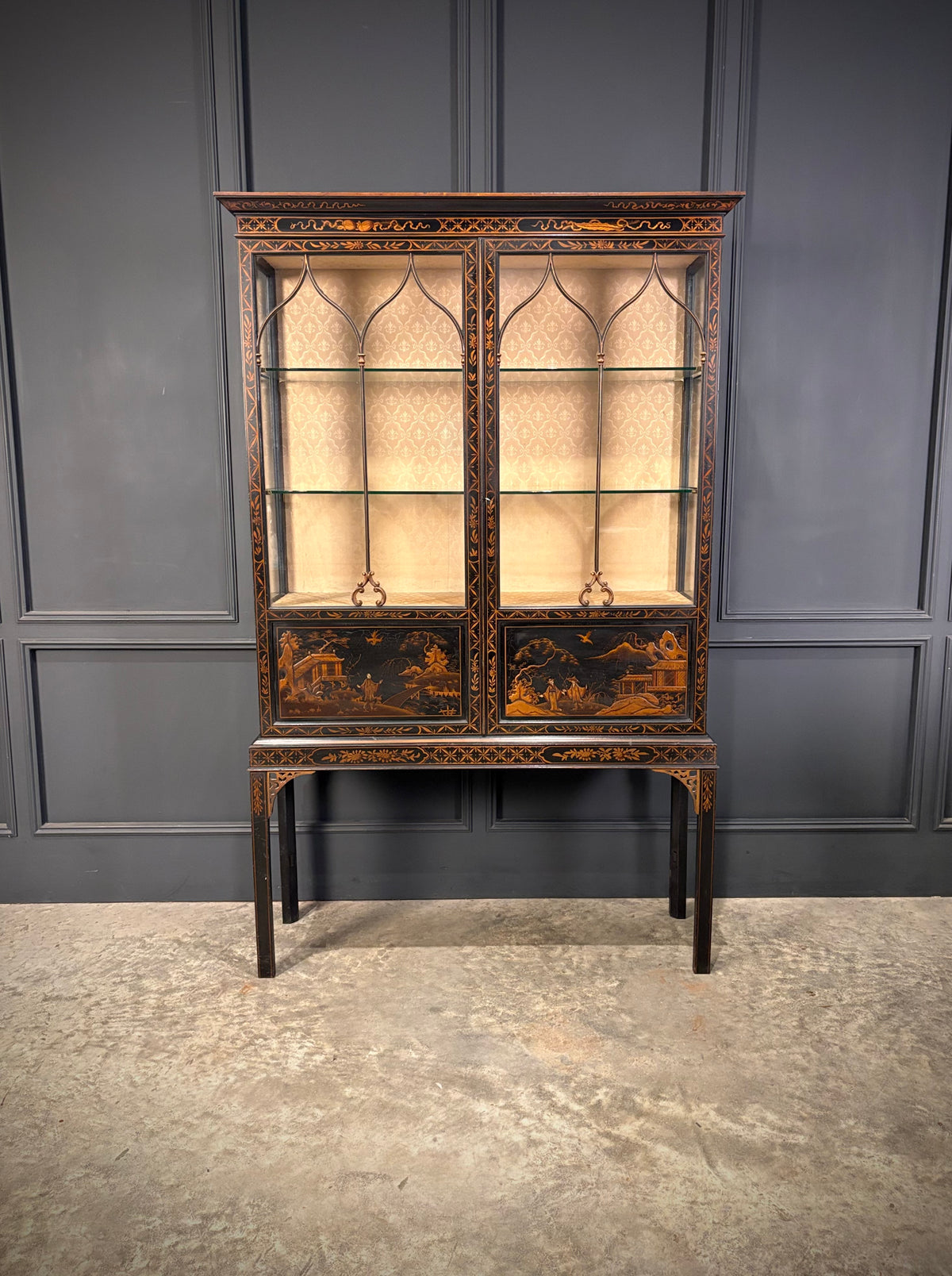 Black Chinoiserie Display Cabinet