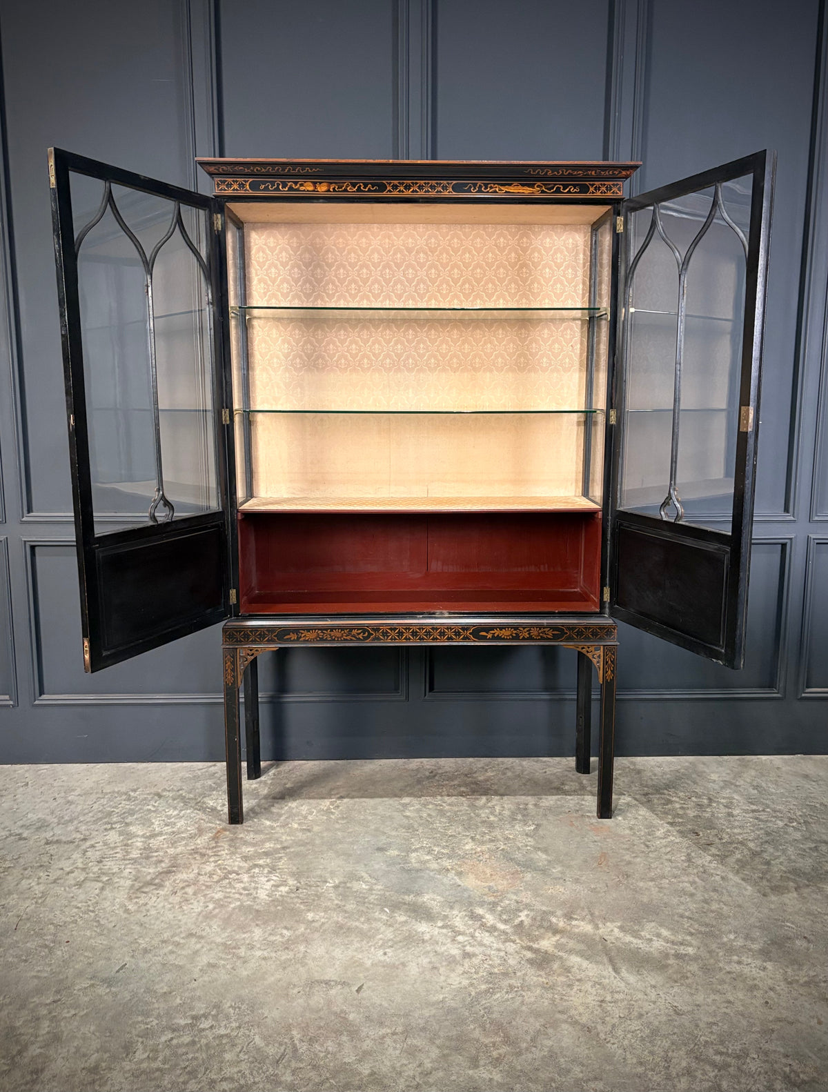 Black Chinoiserie Display Cabinet