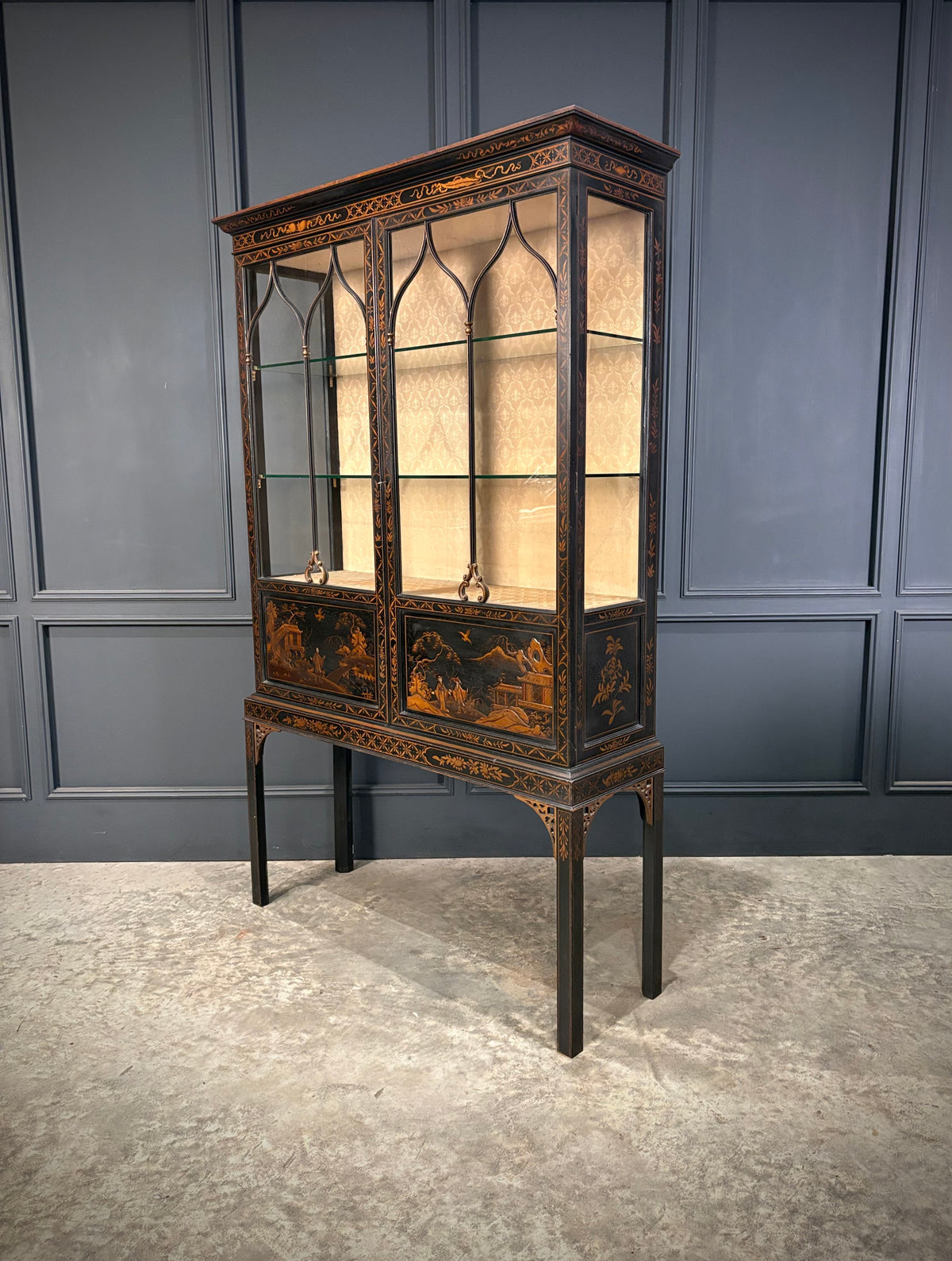 Black Chinoiserie Display Cabinet