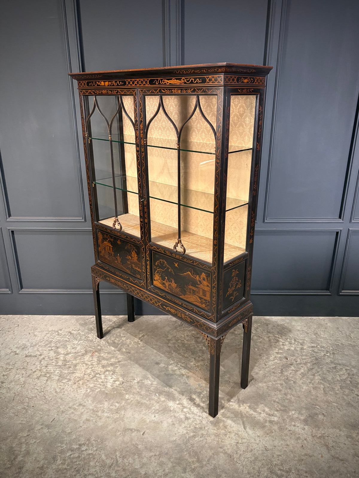 Black Chinoiserie Display Cabinet