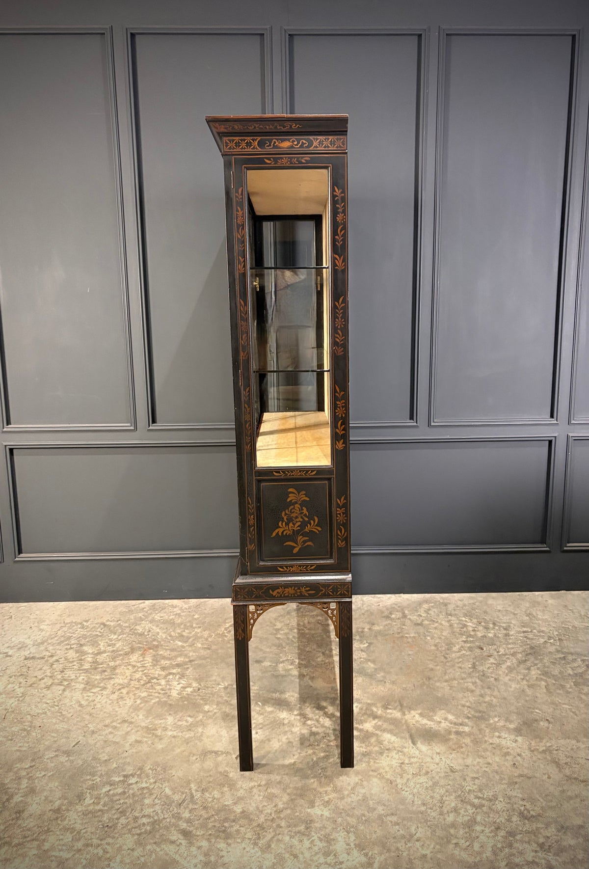 Black Chinoiserie Display Cabinet