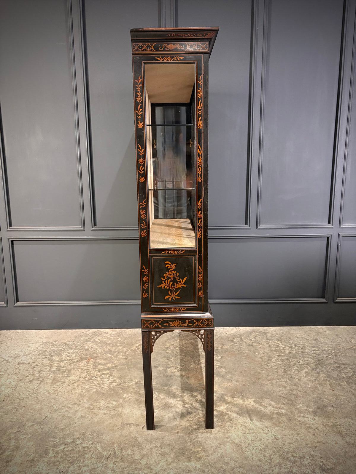 Black Chinoiserie Display Cabinet