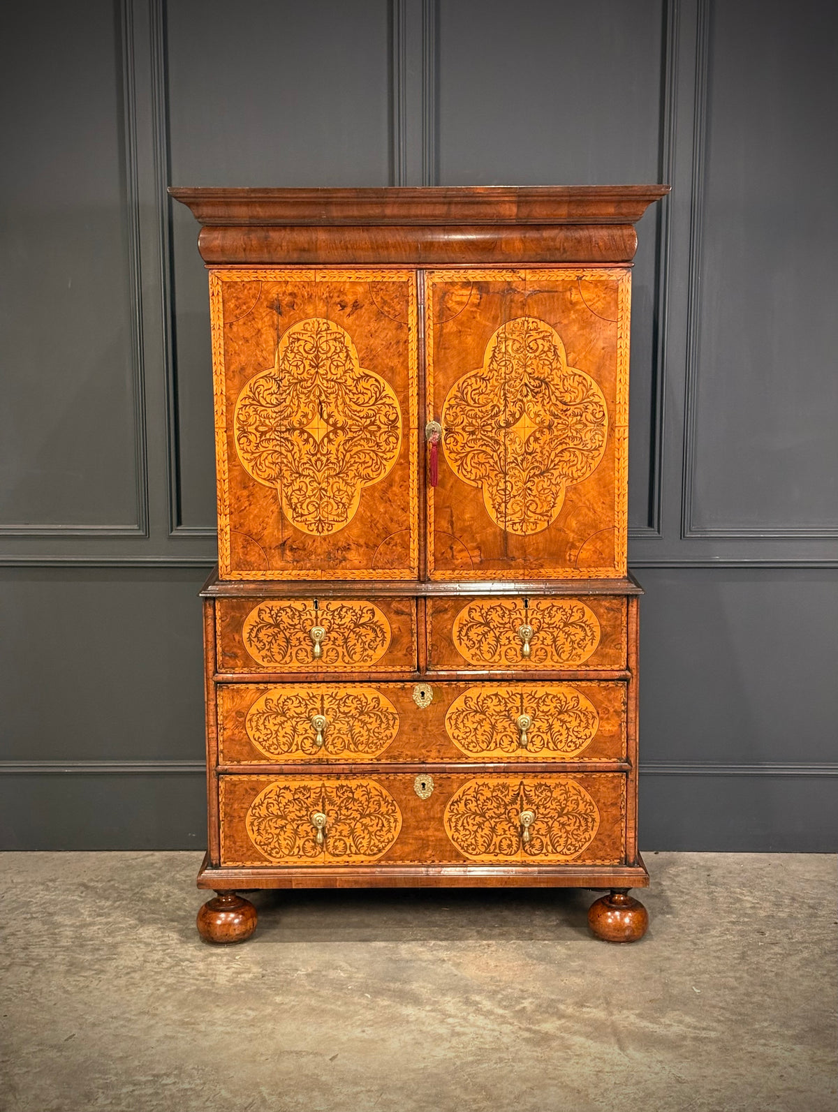 William & Mary Walnut Cabinet on Stand