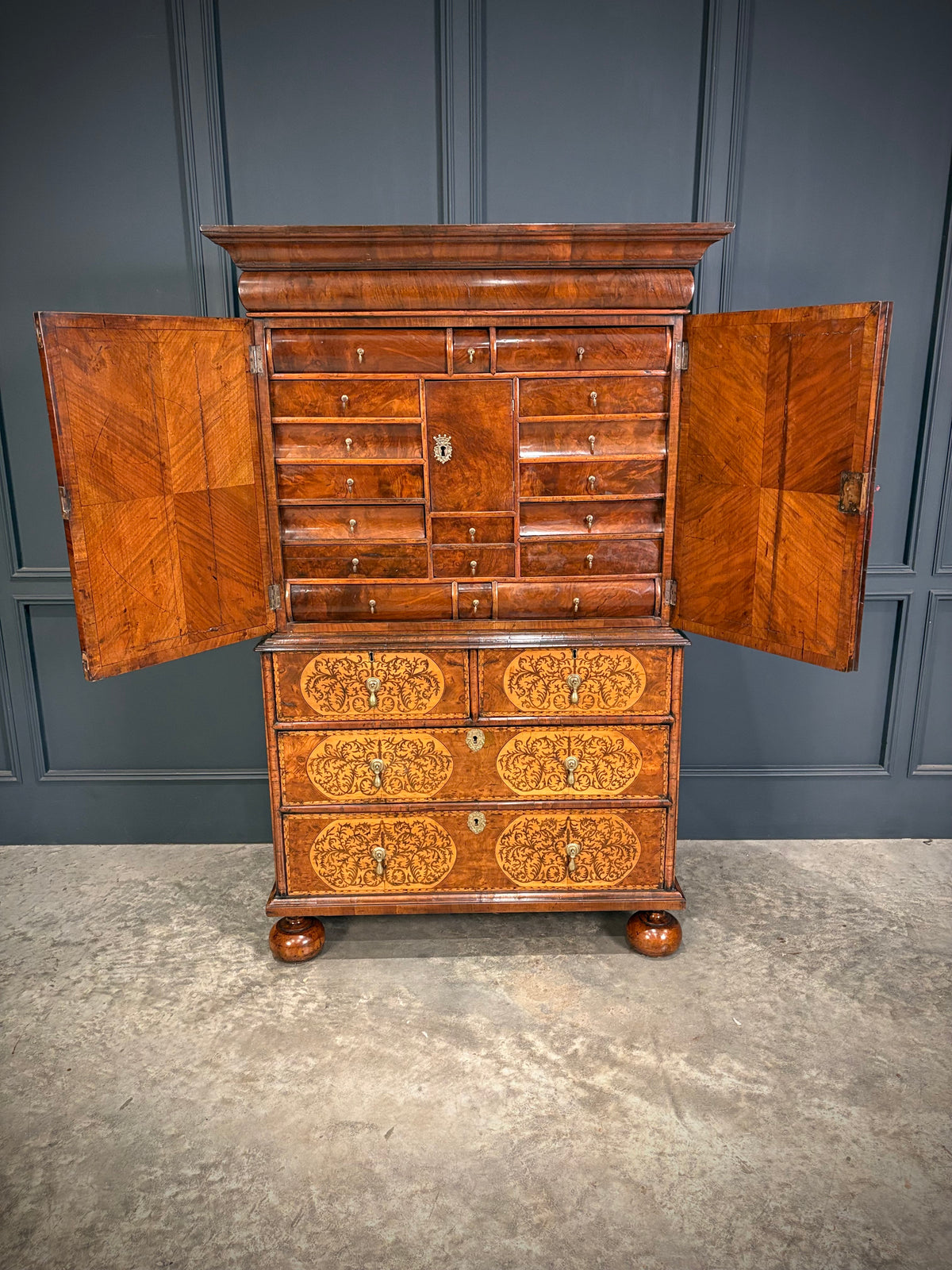 William & Mary Walnut Cabinet on Stand