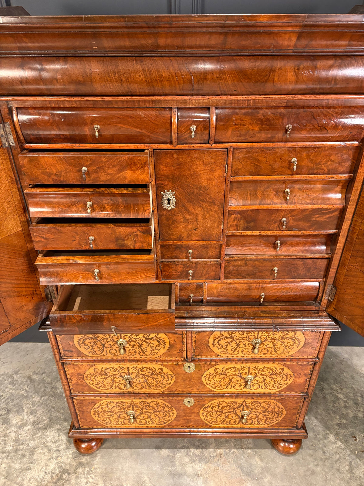 William & Mary Walnut Cabinet on Stand