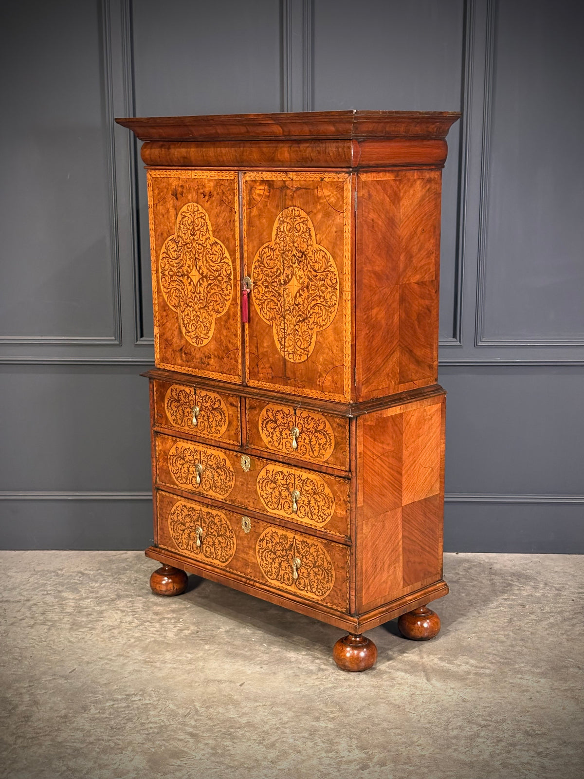 William & Mary Walnut Cabinet on Stand