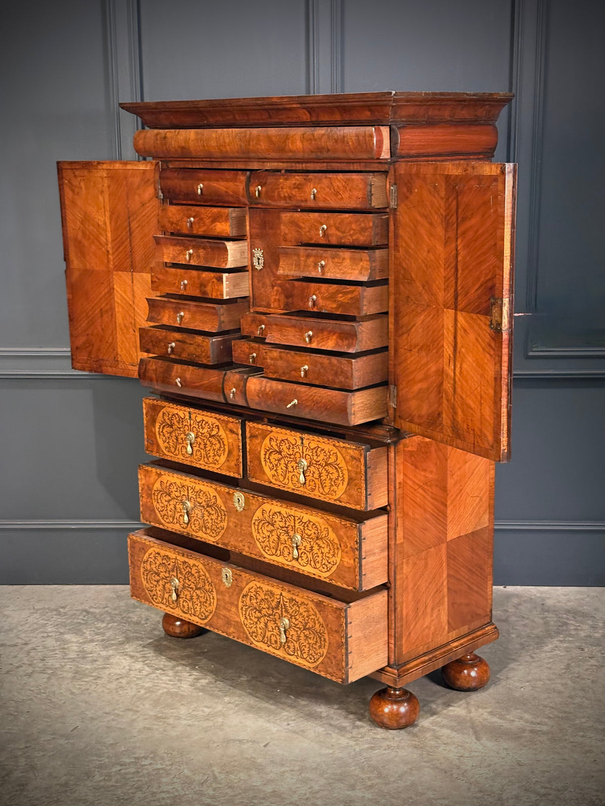 William & Mary Walnut Cabinet on Stand
