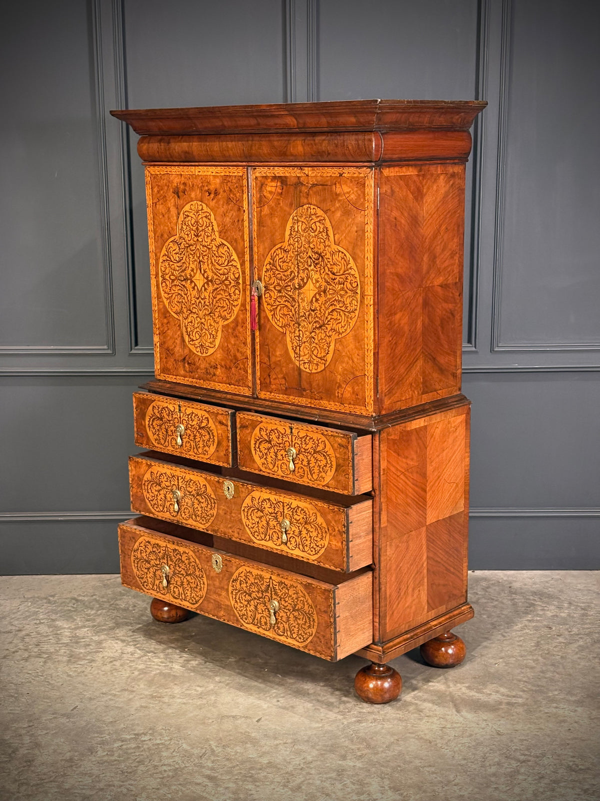 William & Mary Walnut Cabinet on Stand