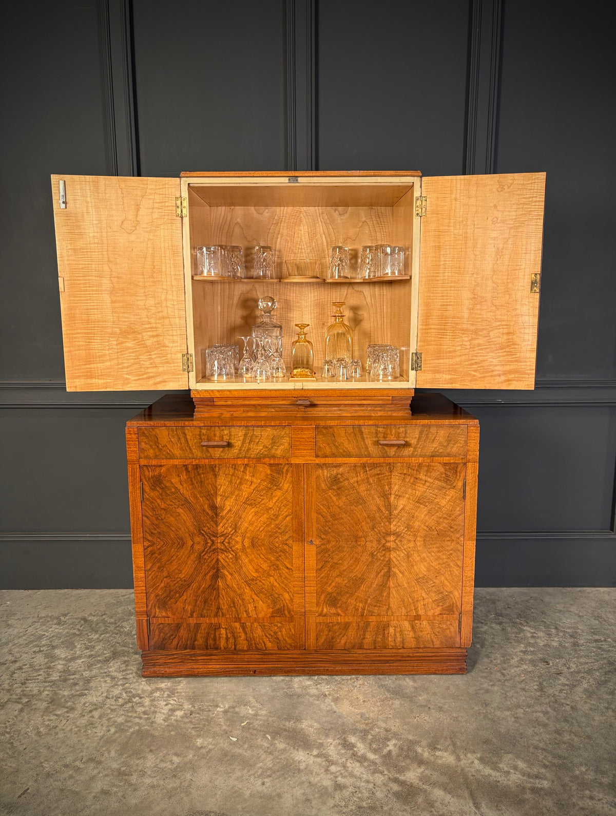 Art Deco Walnut Cocktail Cabinet