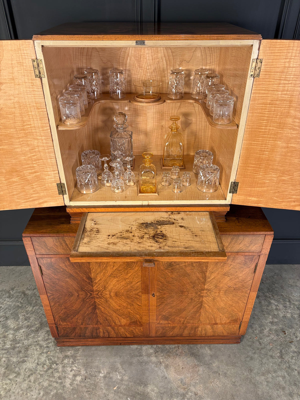 Art Deco Walnut Cocktail Cabinet