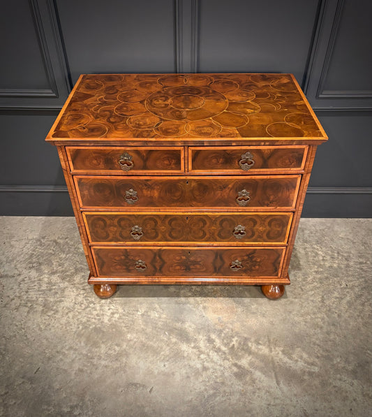 William & Mary Walnut Oyster Chest
