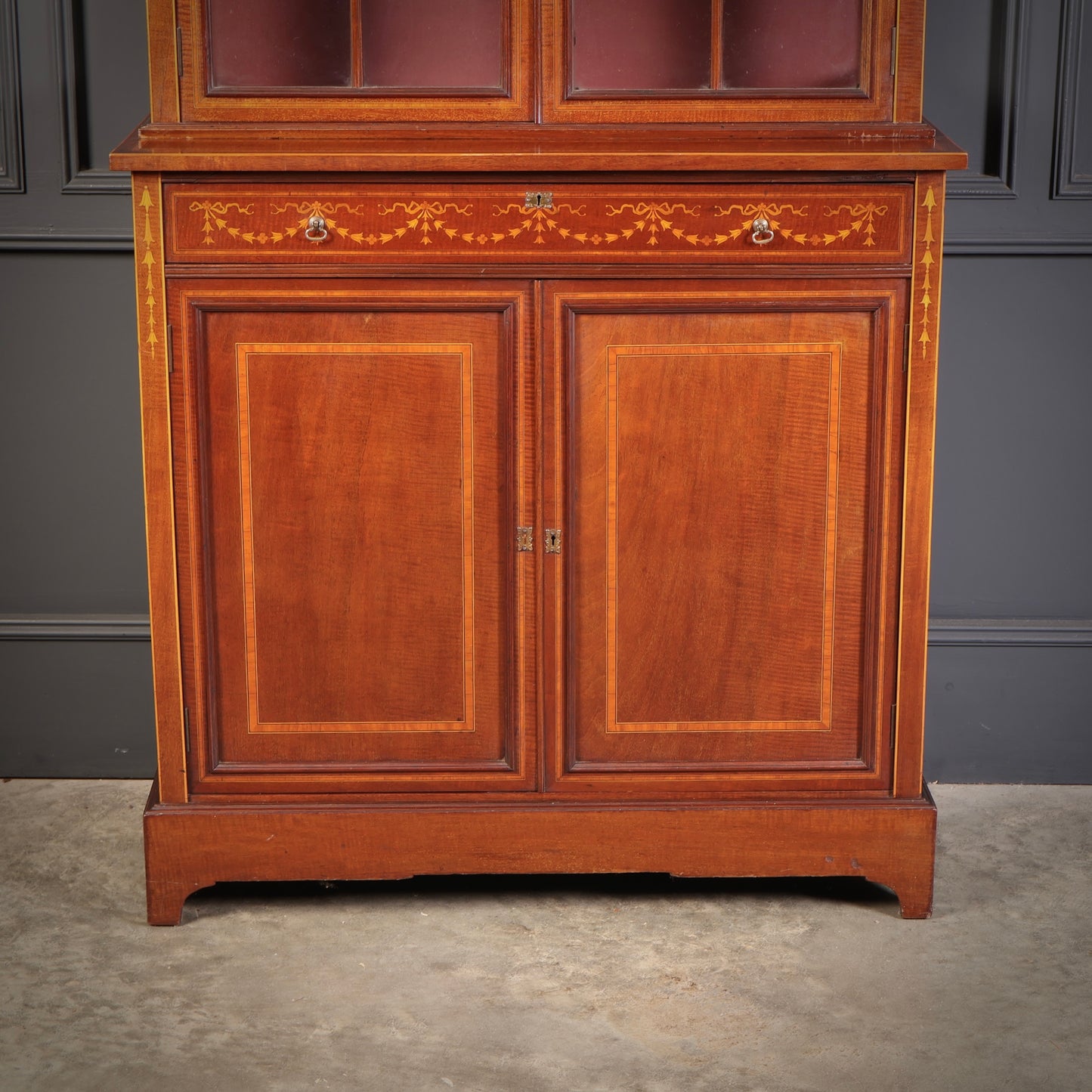 Marquetry Inlaid Mahogany Glazed Cabinet