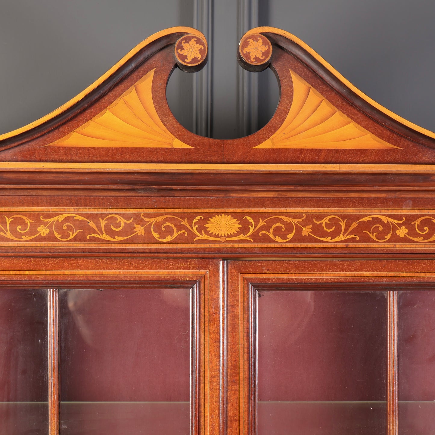 Marquetry Inlaid Mahogany Glazed Cabinet