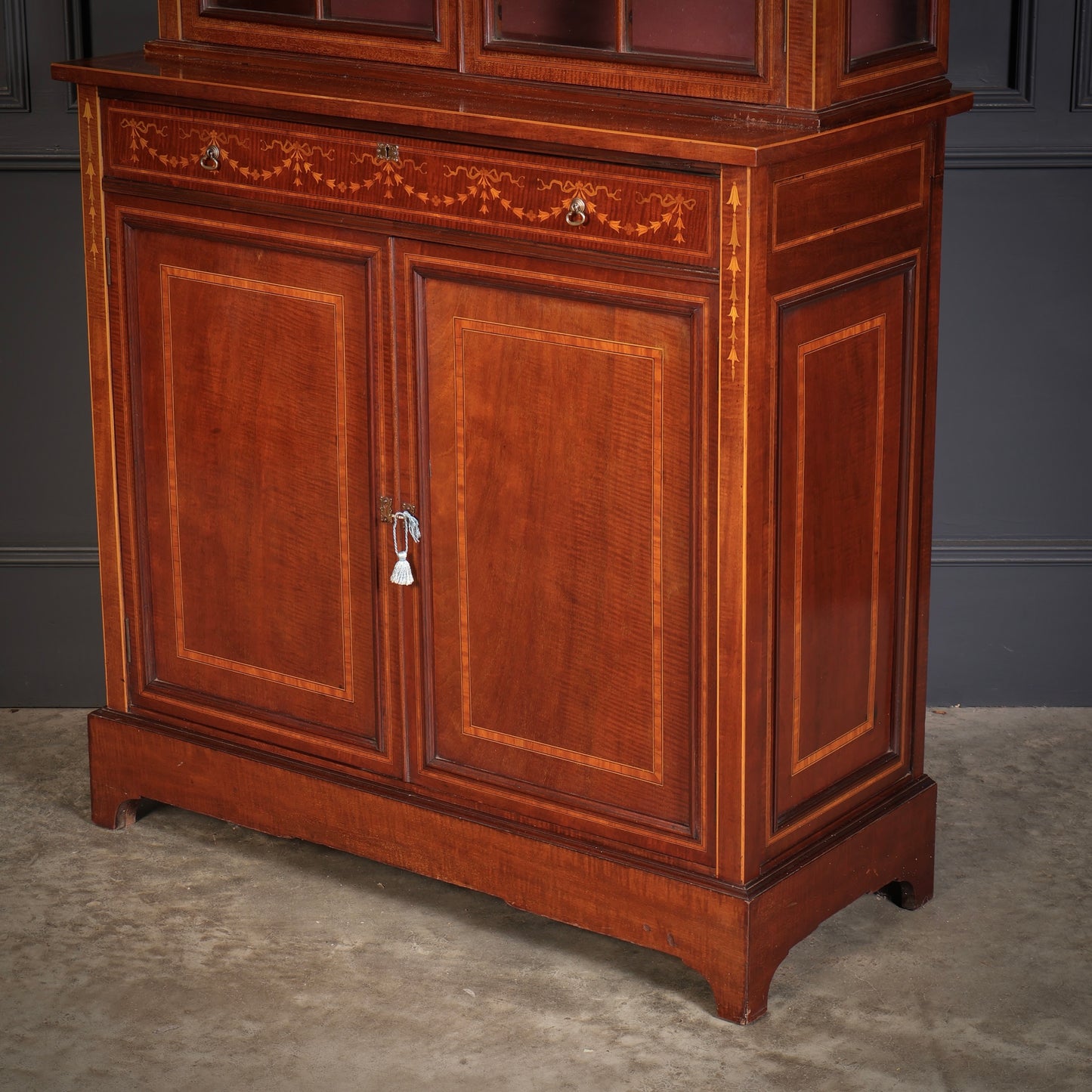 Marquetry Inlaid Mahogany Glazed Cabinet