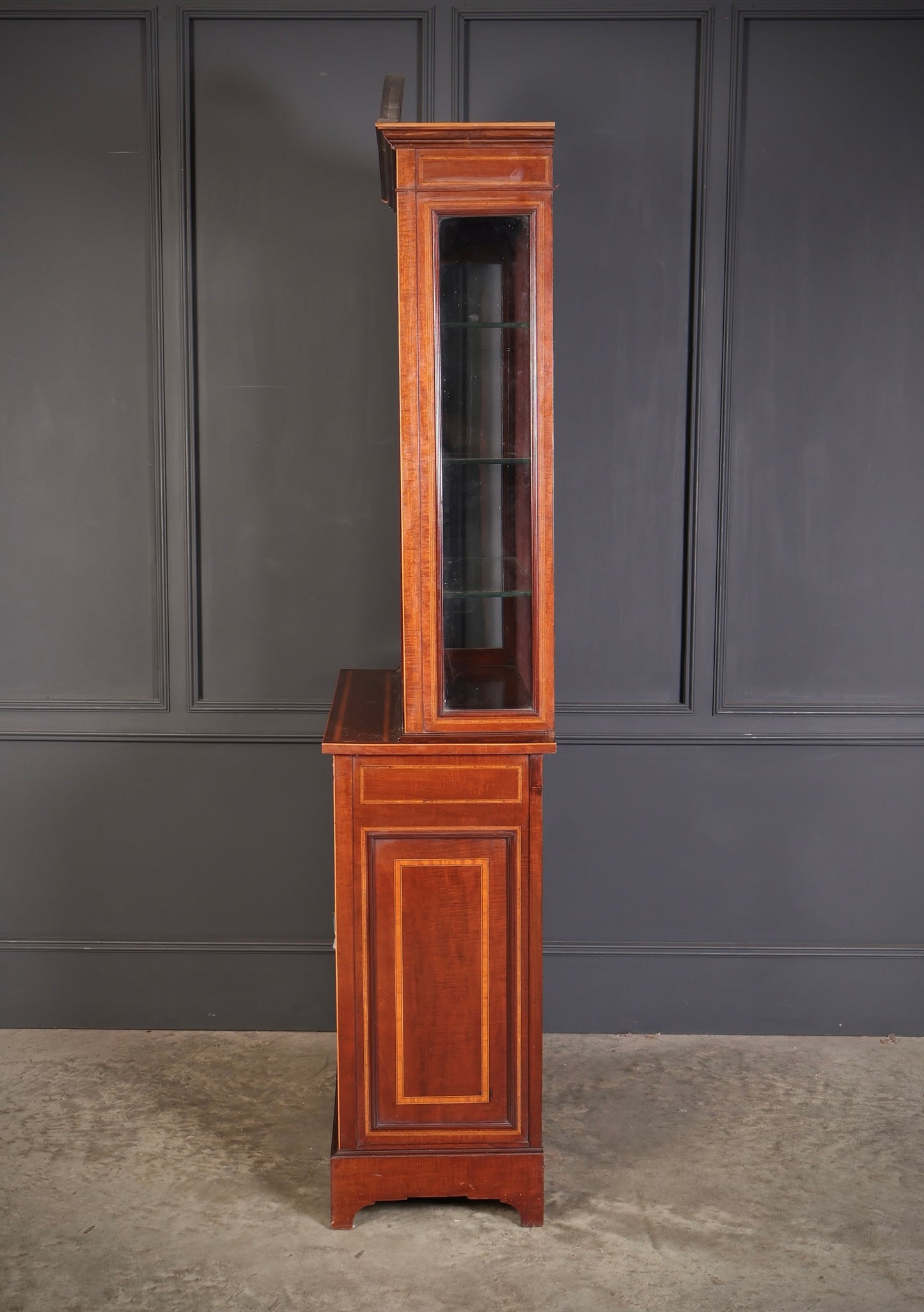 Marquetry Inlaid Mahogany Glazed Cabinet