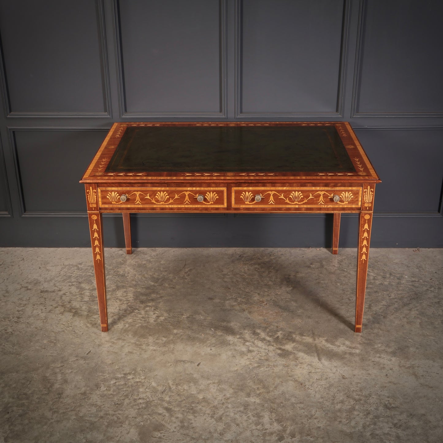 Dutch Marquetry Inlaid Mahogany Writing Table