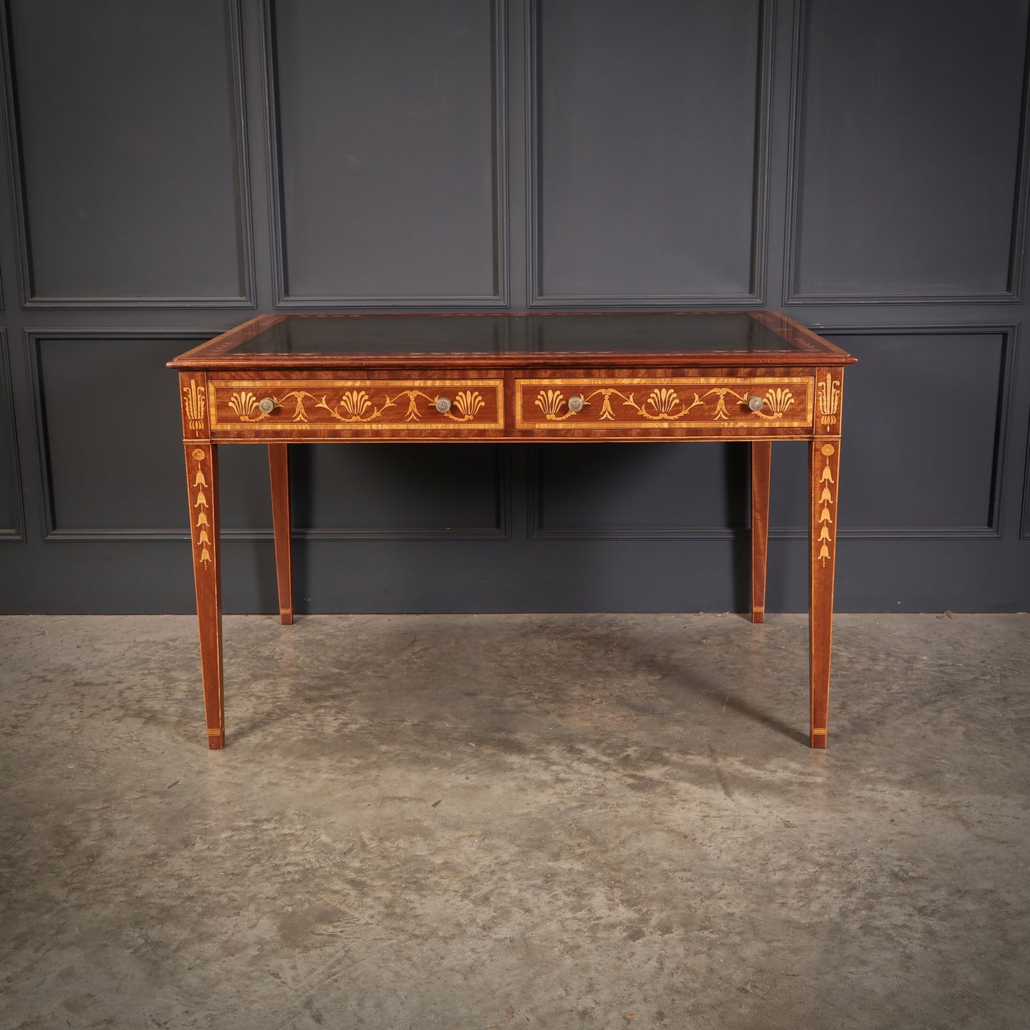 Dutch Marquetry Inlaid Mahogany Writing Table
