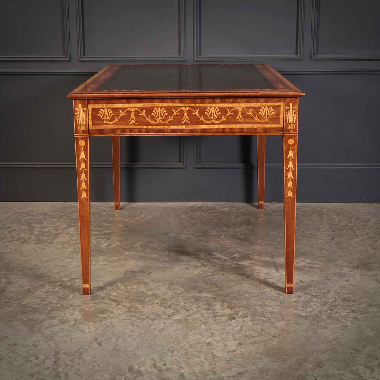 Dutch Marquetry Inlaid Mahogany Writing Table
