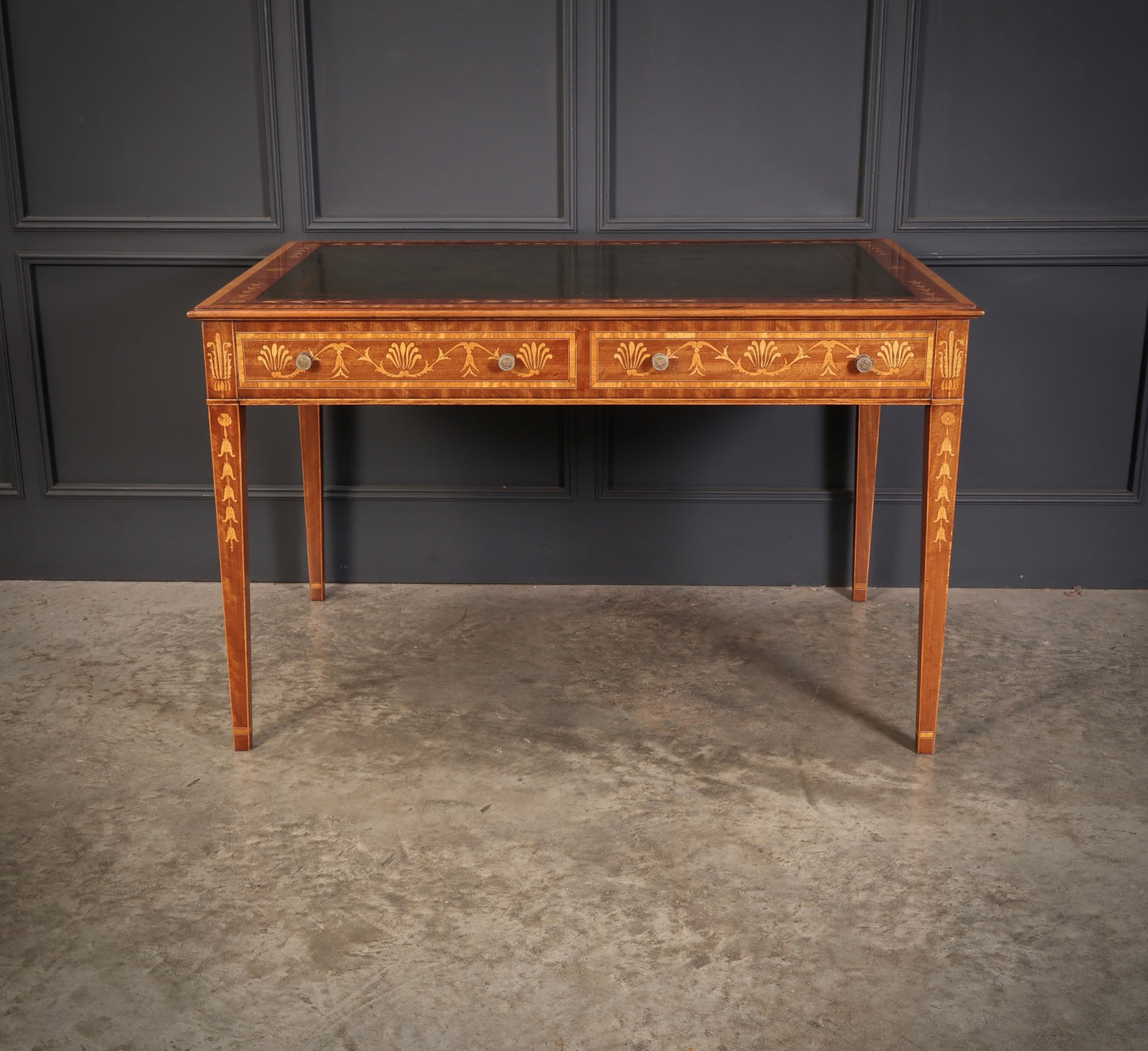 Dutch Marquetry Inlaid Mahogany Writing Table