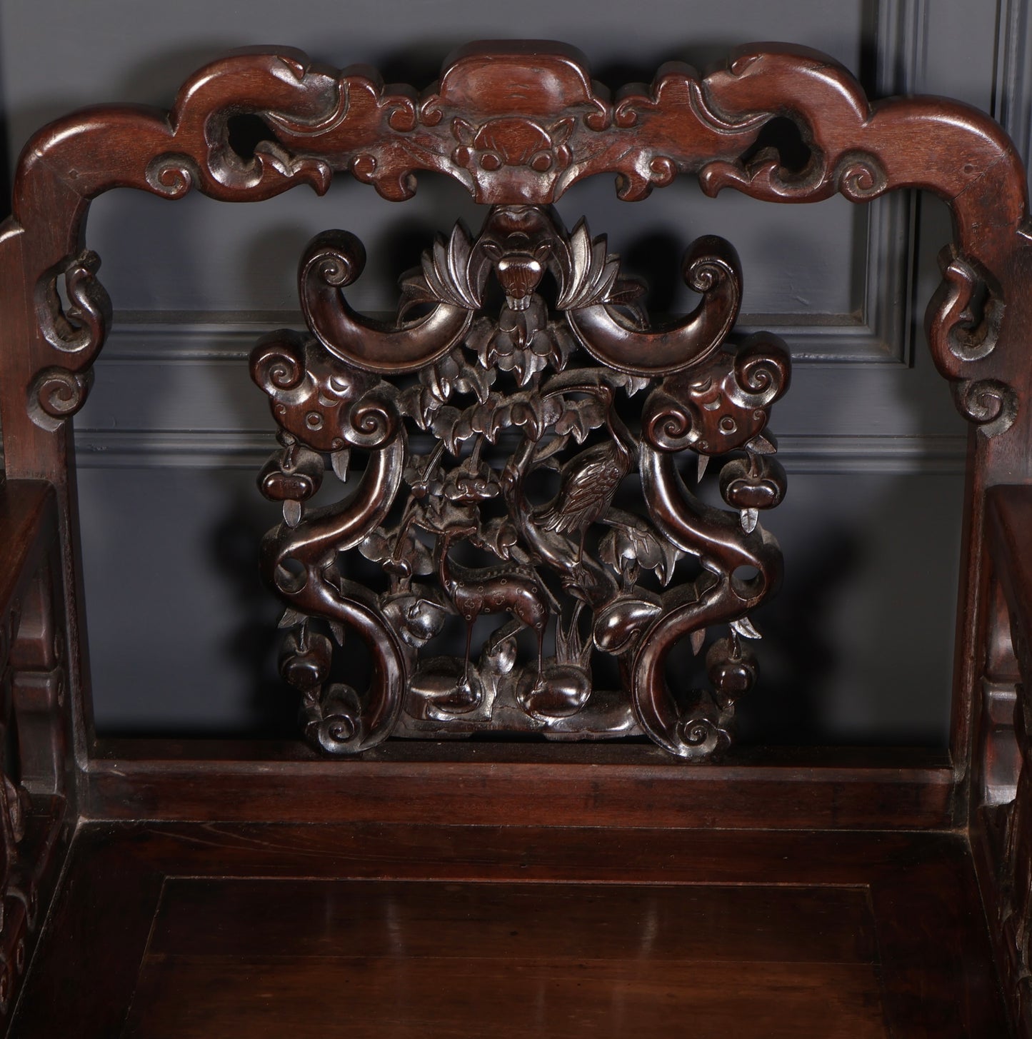 Pair of Chinese Hongmu Throne chairs