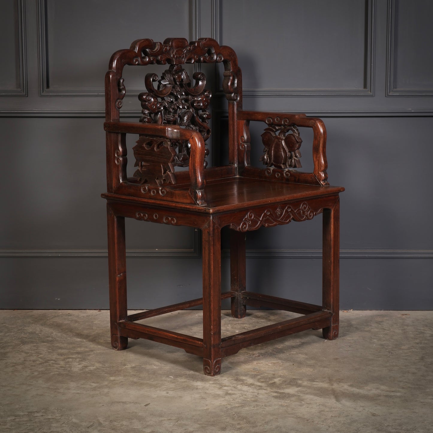 Pair of Chinese Hongmu Throne chairs