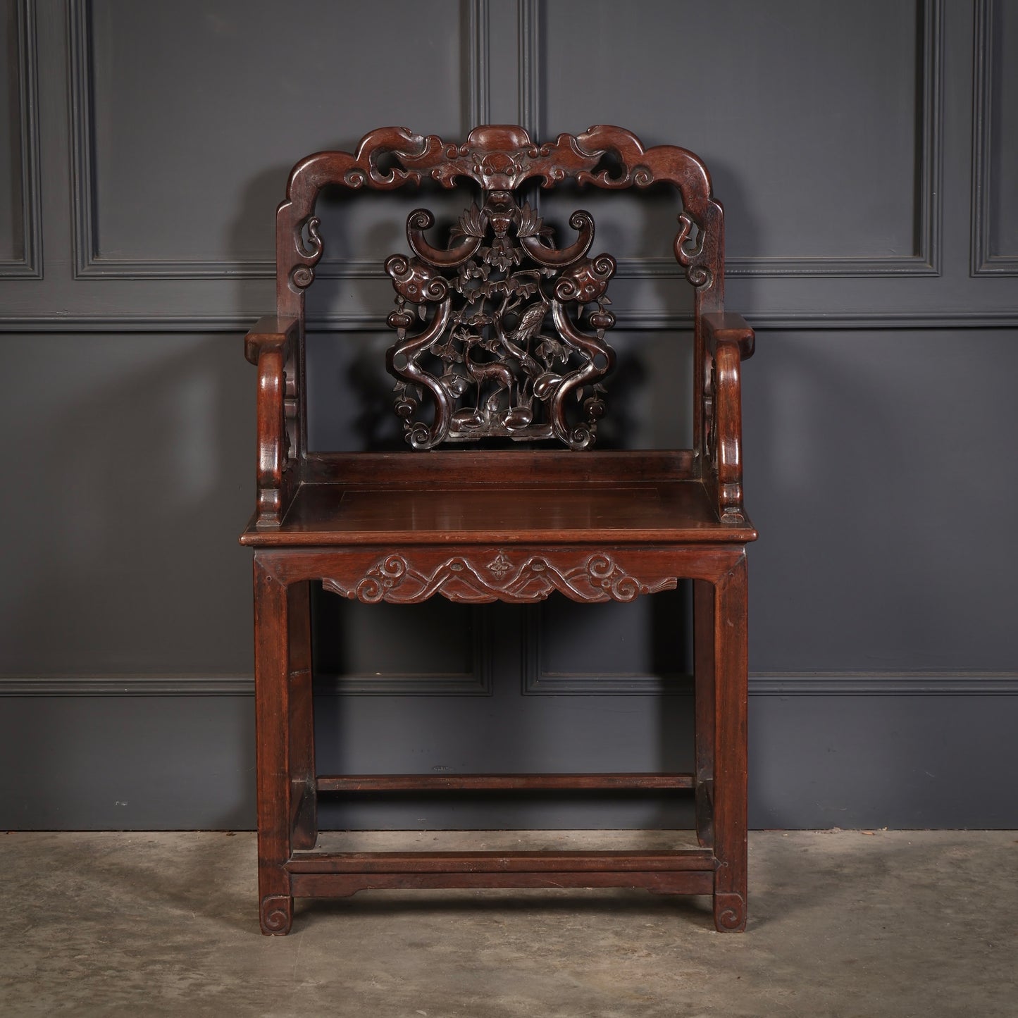 Pair of Chinese Hongmu Throne chairs