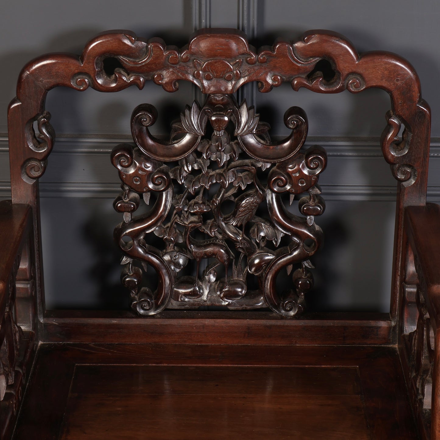 Pair of Chinese Hongmu Throne chairs
