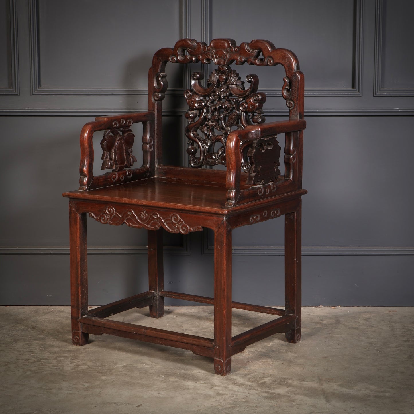 Pair of Chinese Hongmu Throne chairs