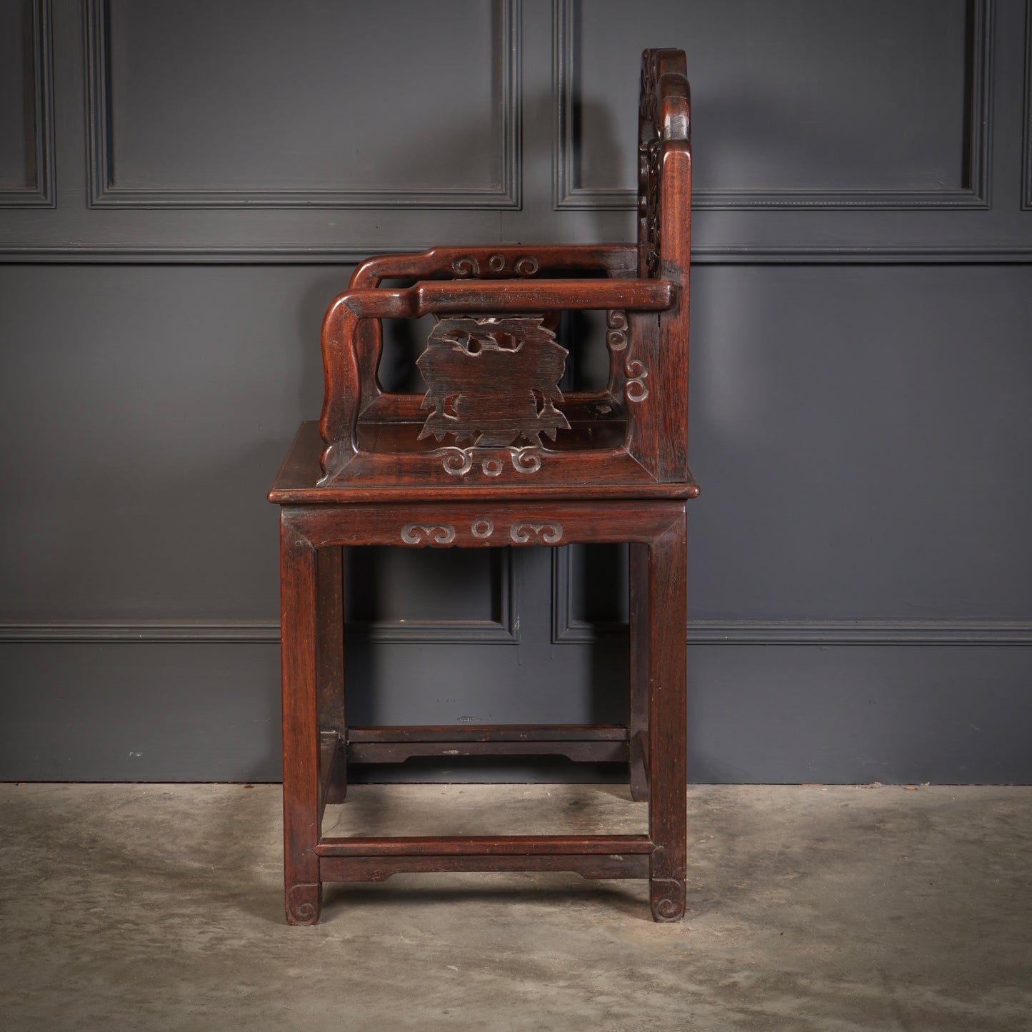 Pair of Chinese Hongmu Throne chairs