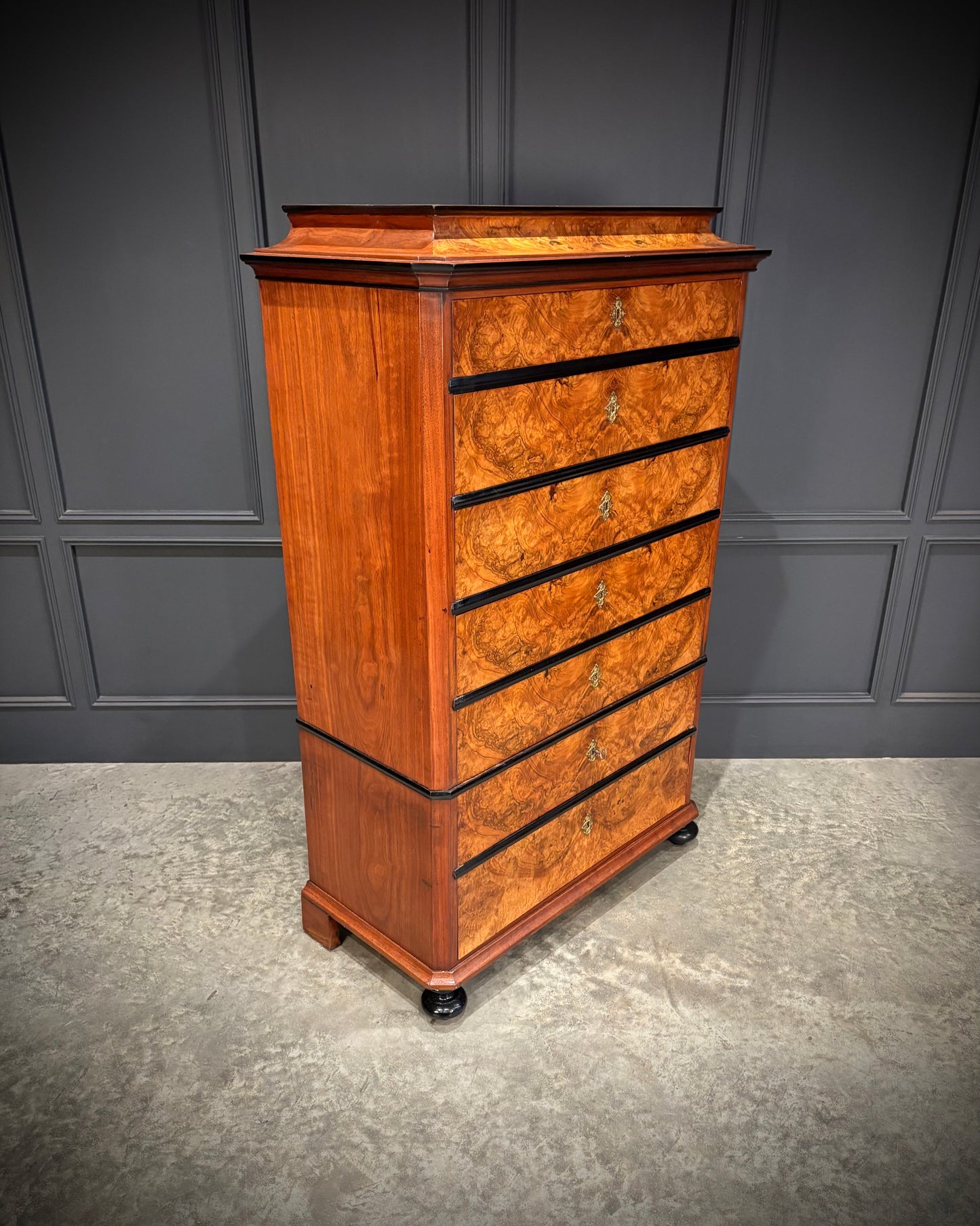 19th Century Walnut Tall Chest of Drawers