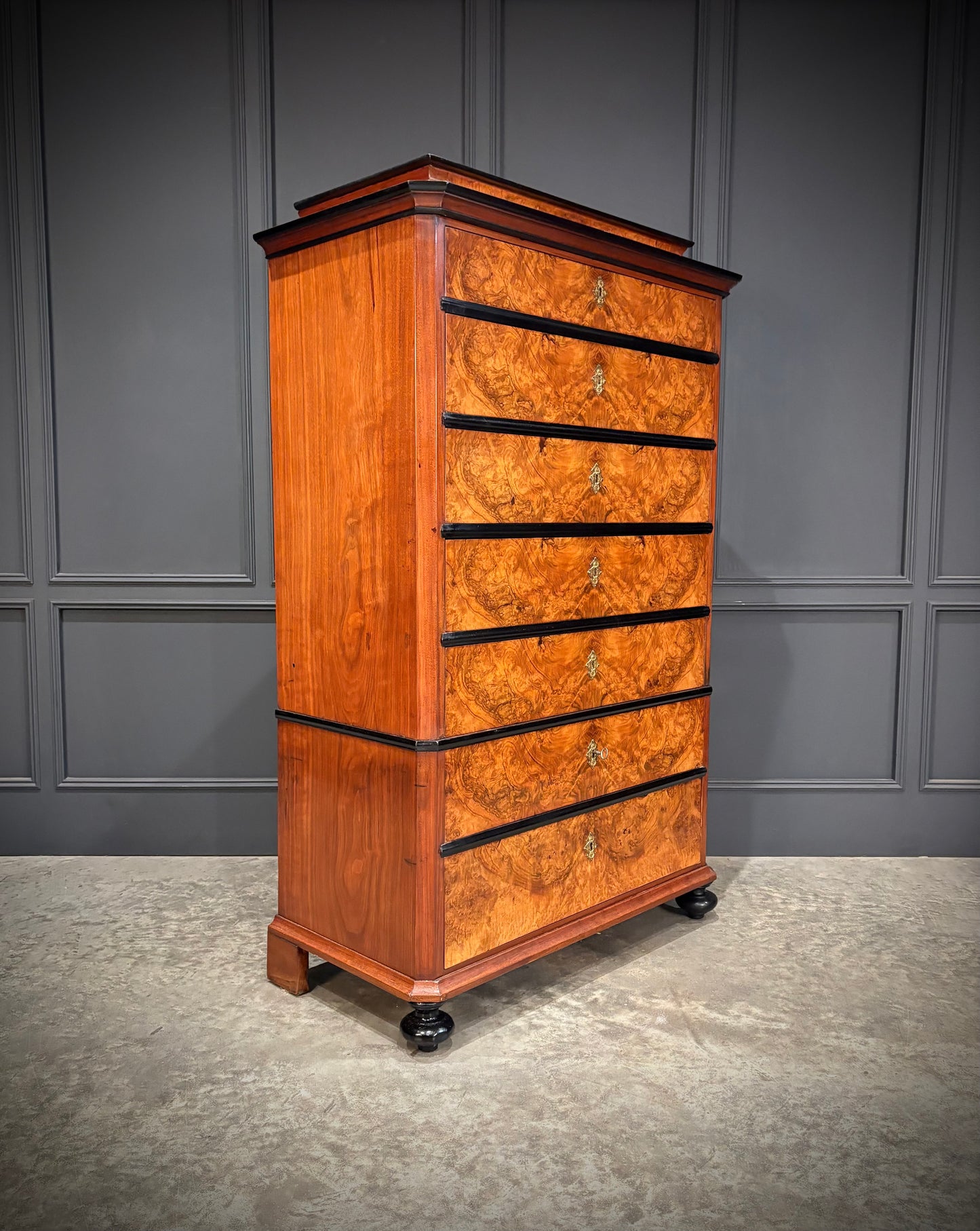 19th Century Walnut Tall Chest of Drawers