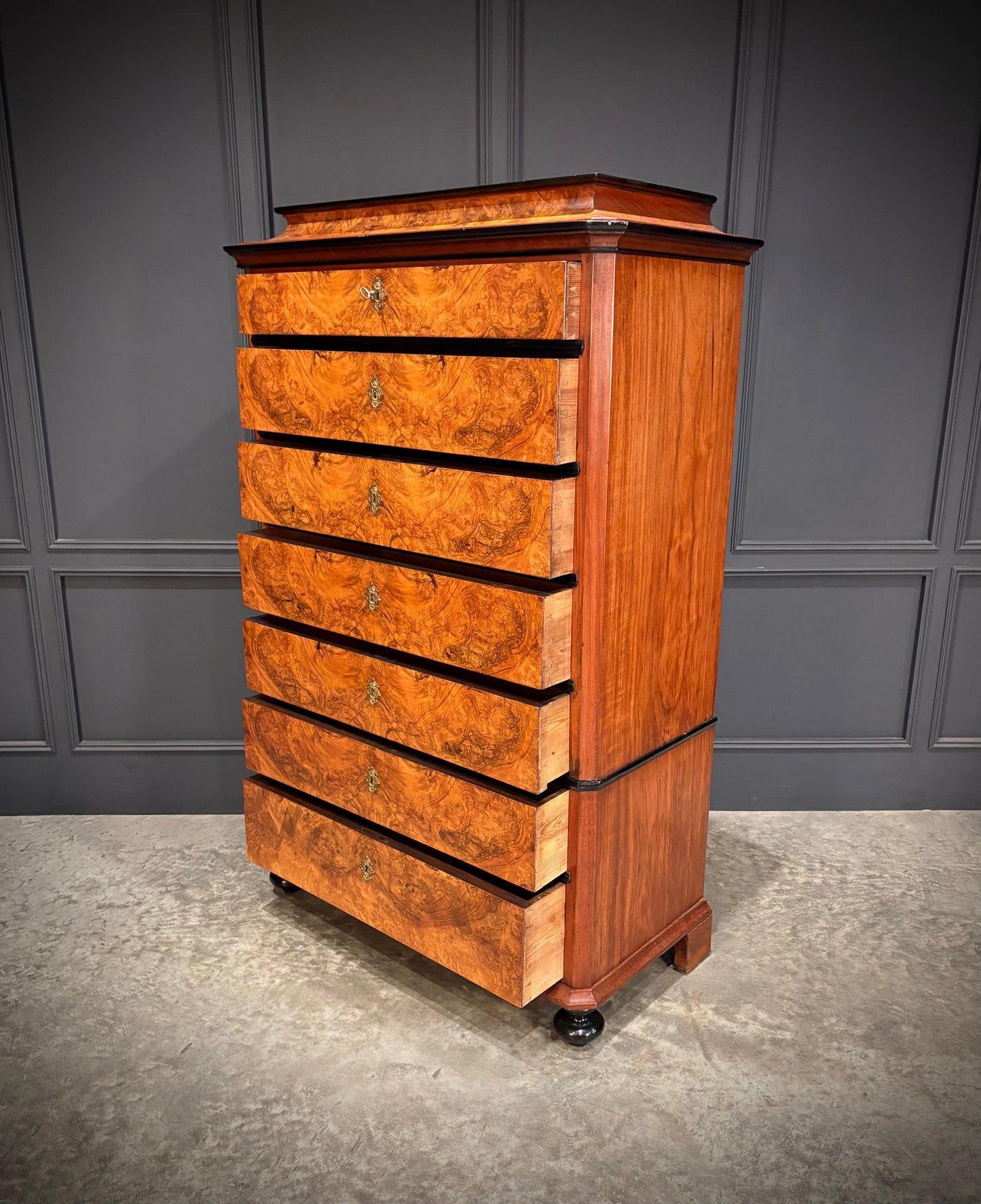19th Century Walnut Tall Chest of Drawers