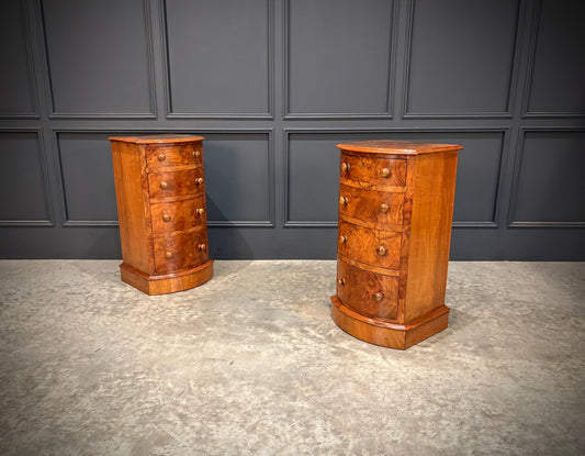 Pair of Victorian Burr Walnut Bedside Chests